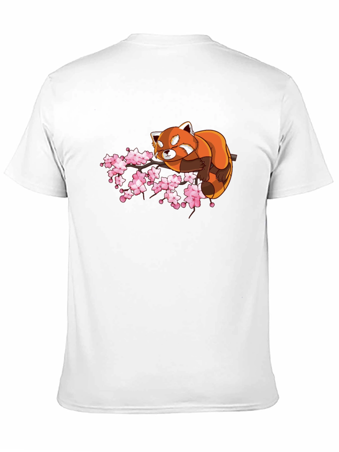 Red Panda & Cherry Blossom Black T-Shirt