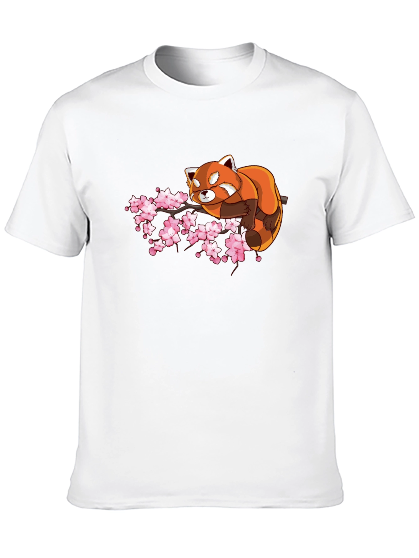 Red Panda & Cherry Blossom Black T-Shirt