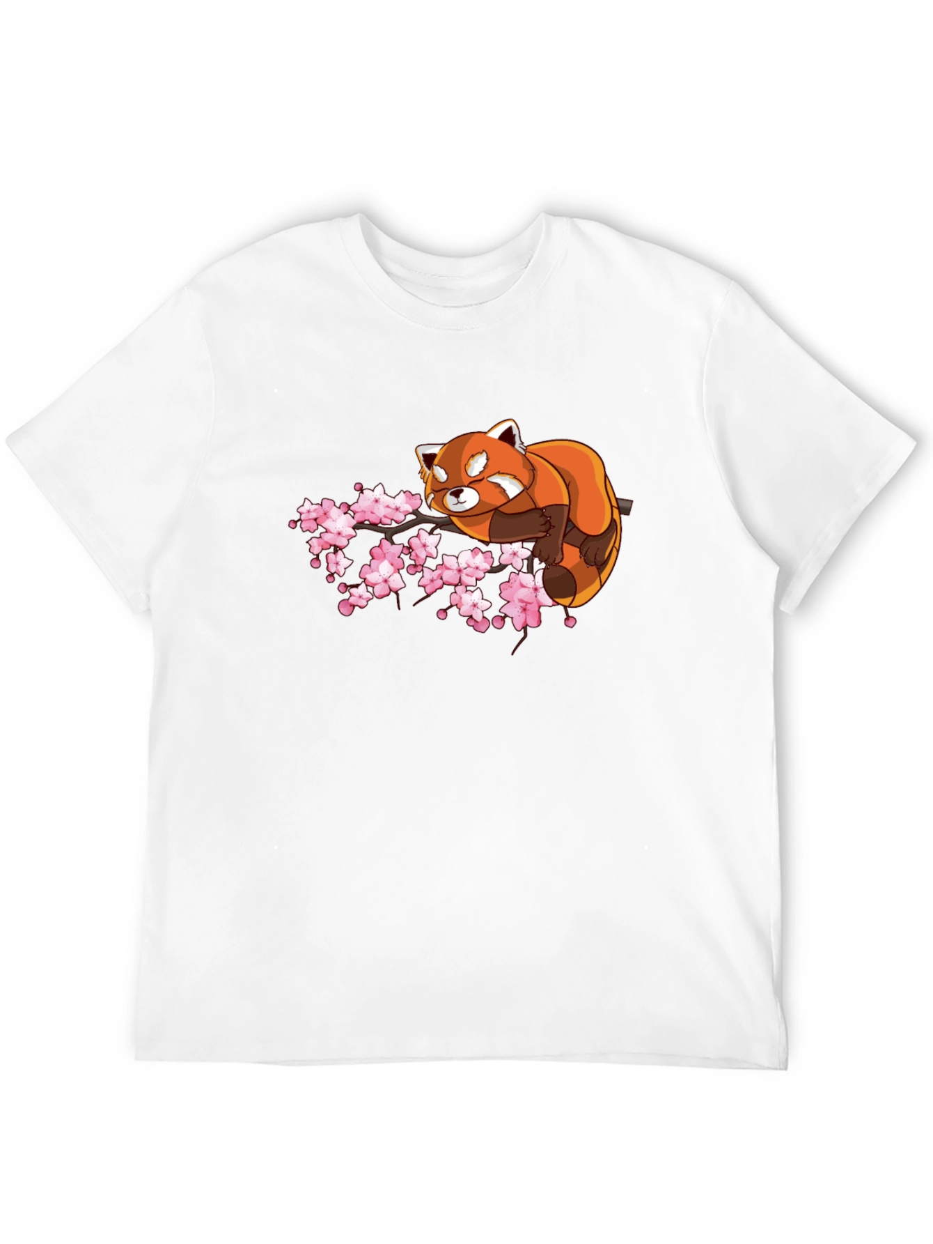 Red Panda & Cherry Blossom Black T-Shirt