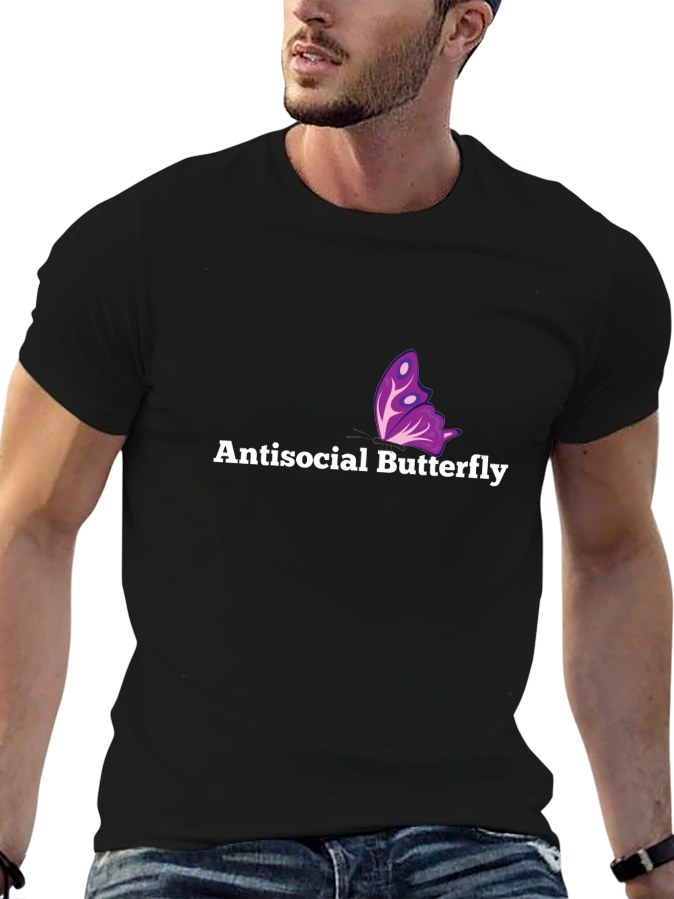 Antisocial Butterfly Graphic Tee - Soft Black Cotton