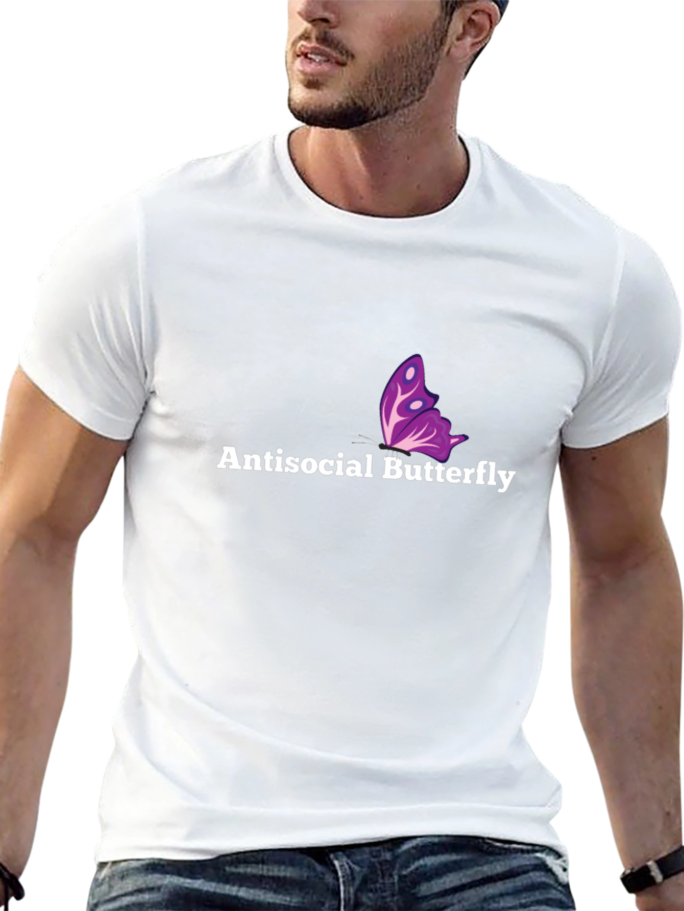 Antisocial Butterfly Graphic Tee - Soft Black Cotton