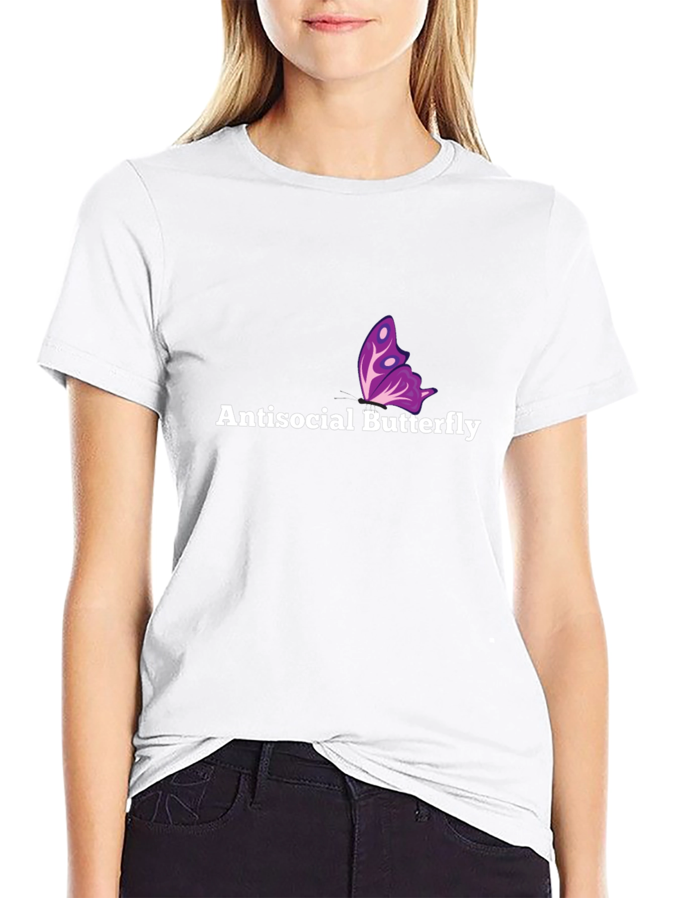 Antisocial Butterfly Graphic Tee - Soft Black Cotton