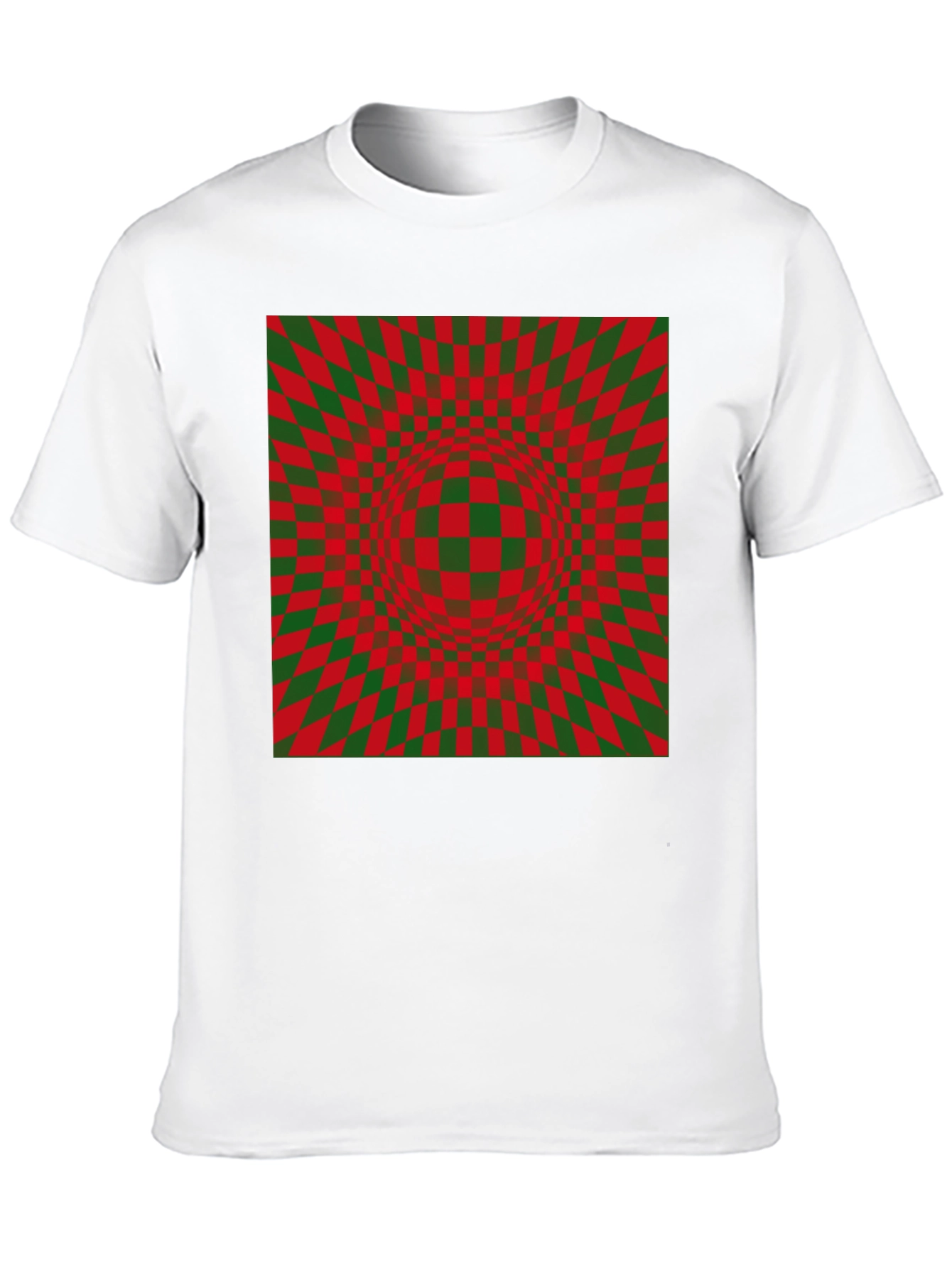 Optical Illusion Checkered Pattern Black T-Shirt