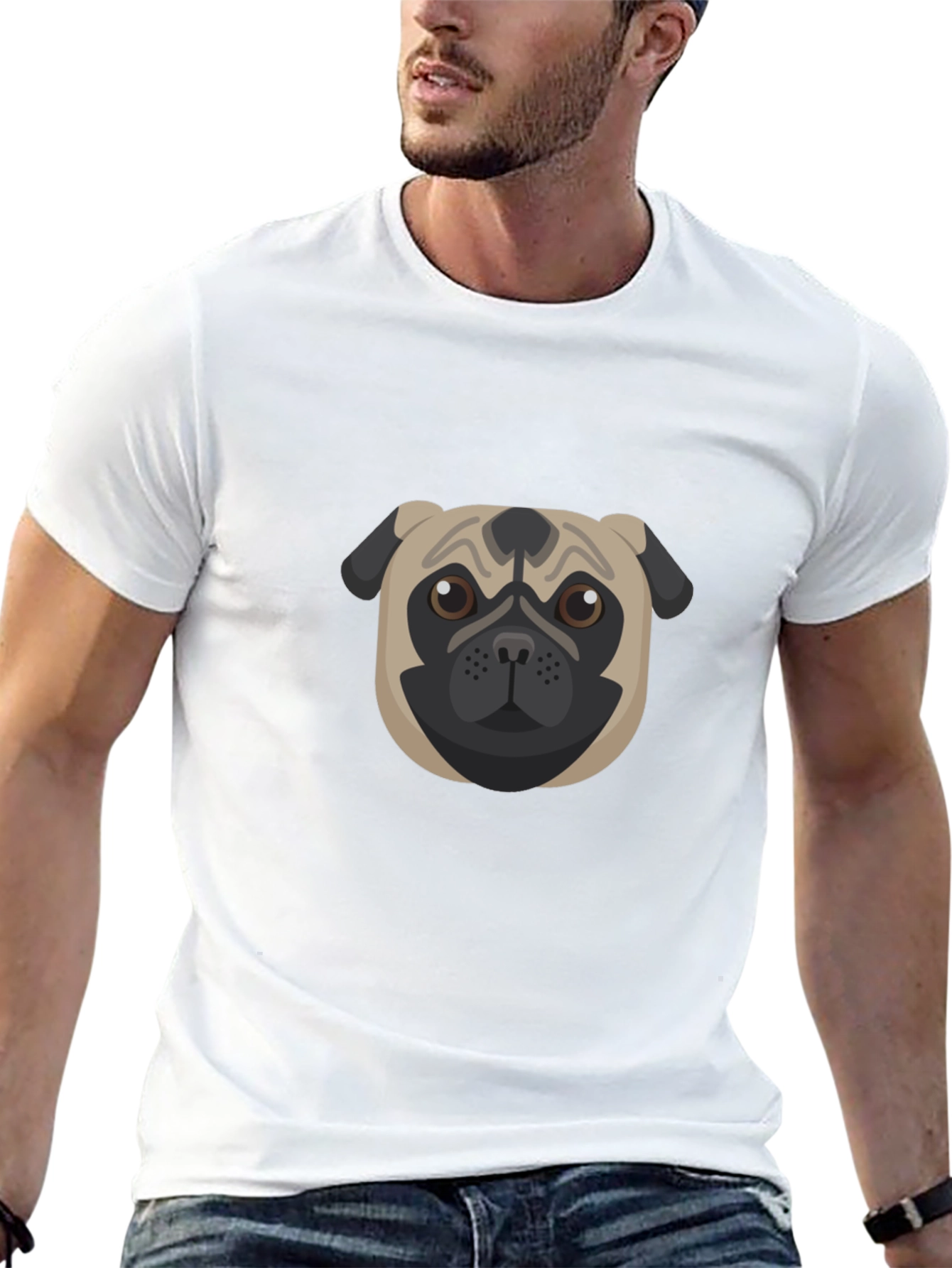 Pug Graphic Black T-Shirt - Mens Casual Tee