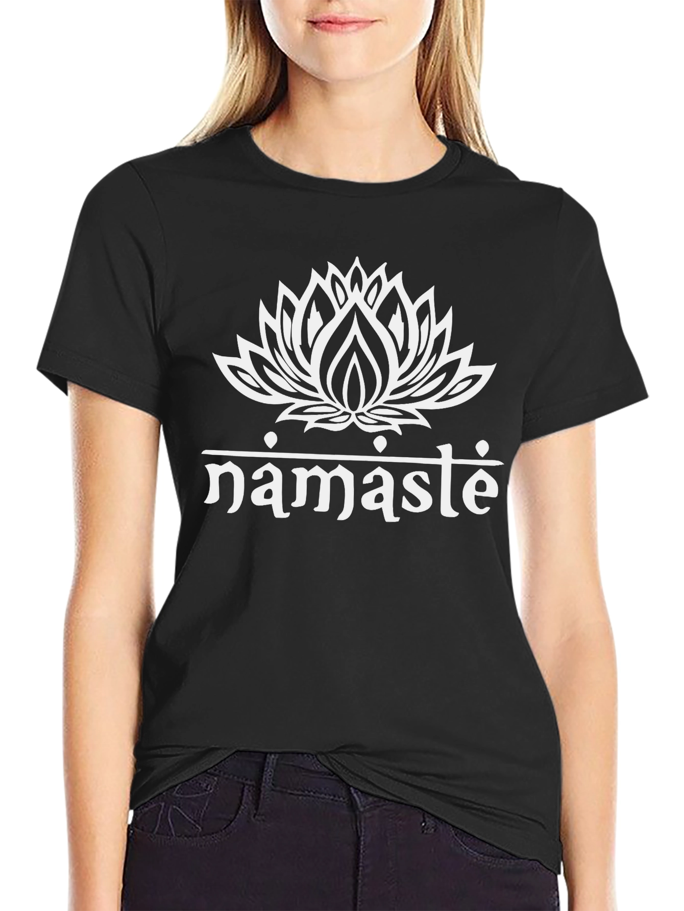 Namaste Lotus Flower Graphic Tee - Black