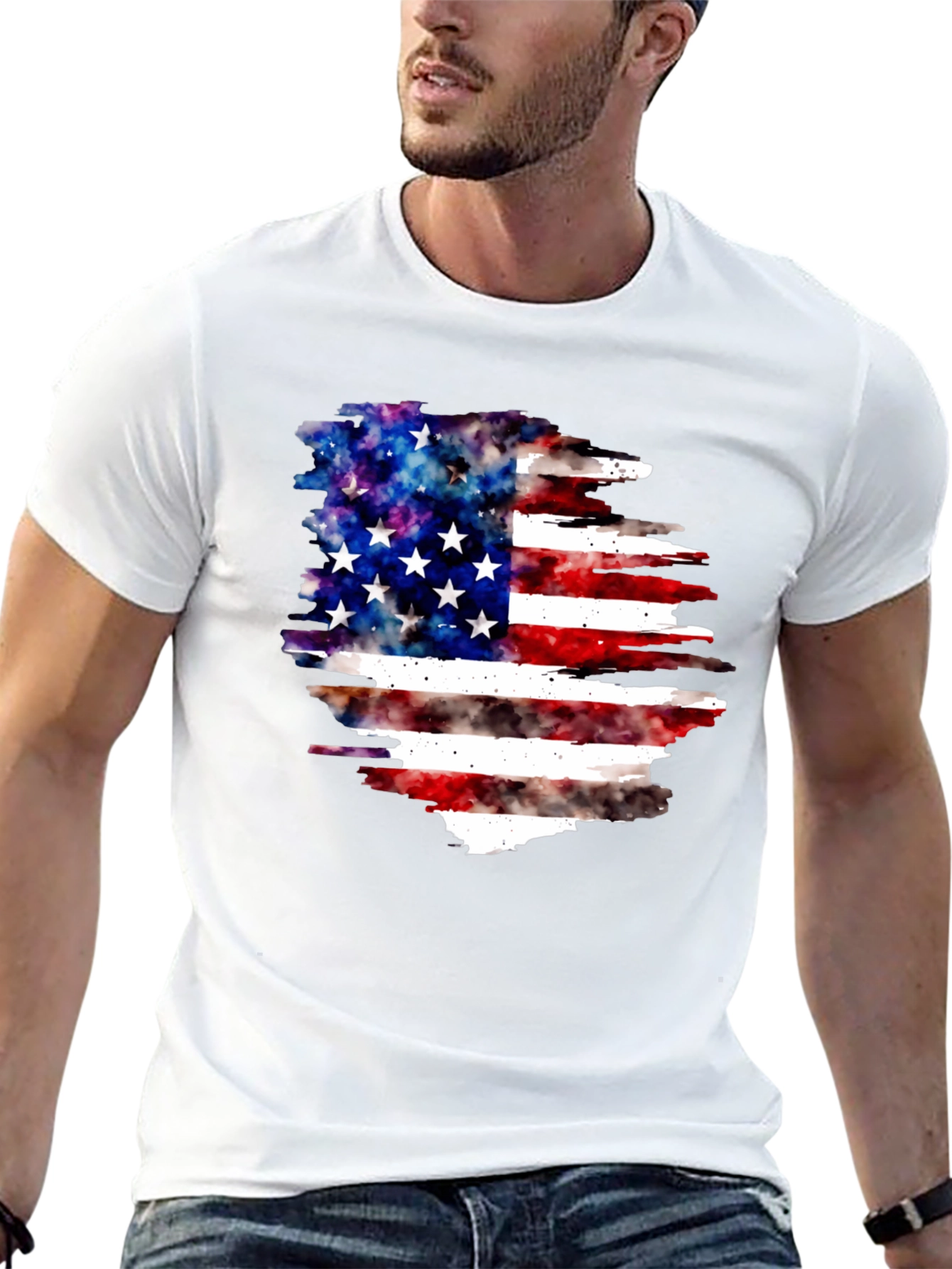 American Flag Galaxy T-Shirt Patriotic USA Tee