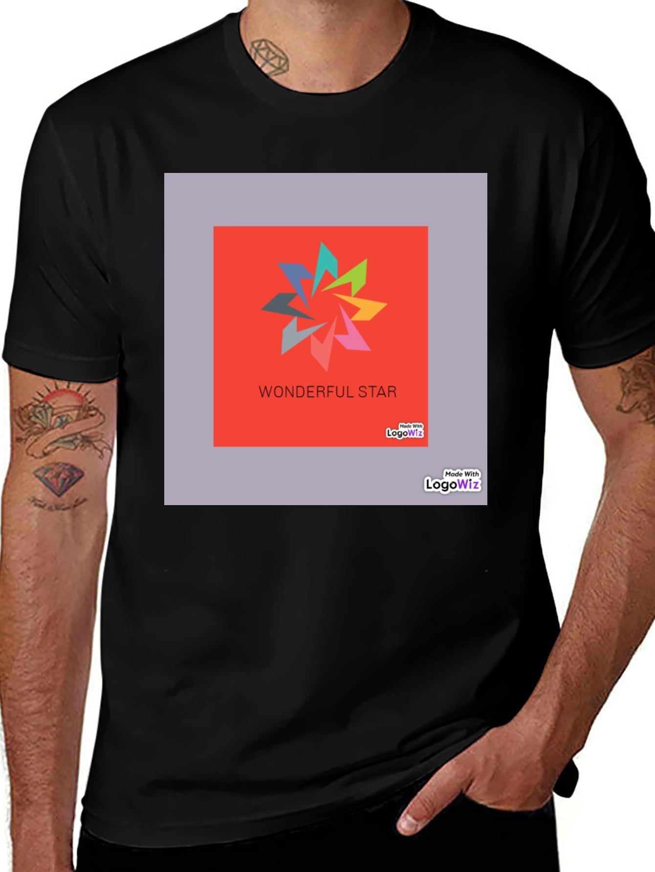Wonderful Star Graphic Print Black T-Shirt