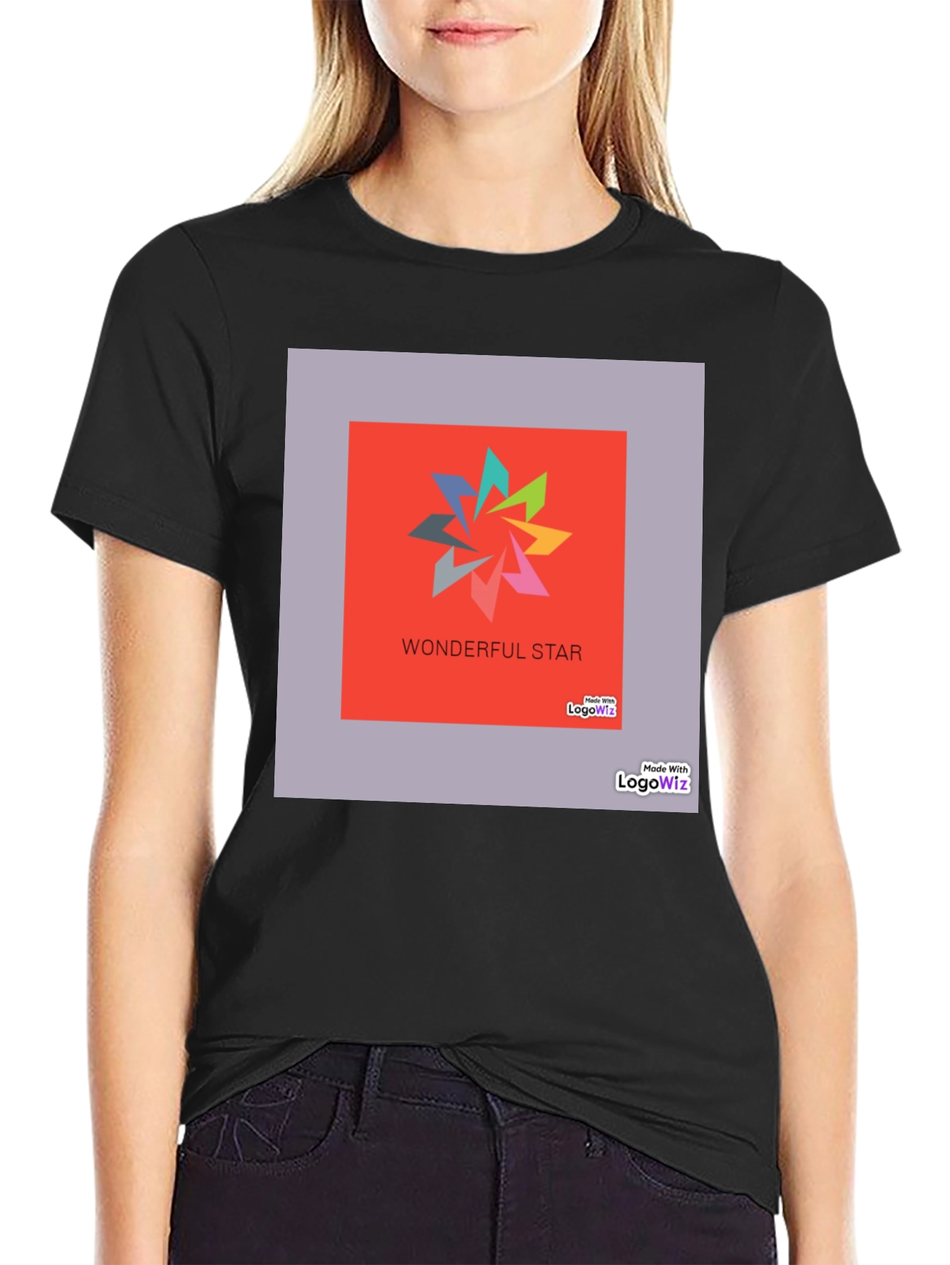 Wonderful Star Graphic Print Black T-Shirt