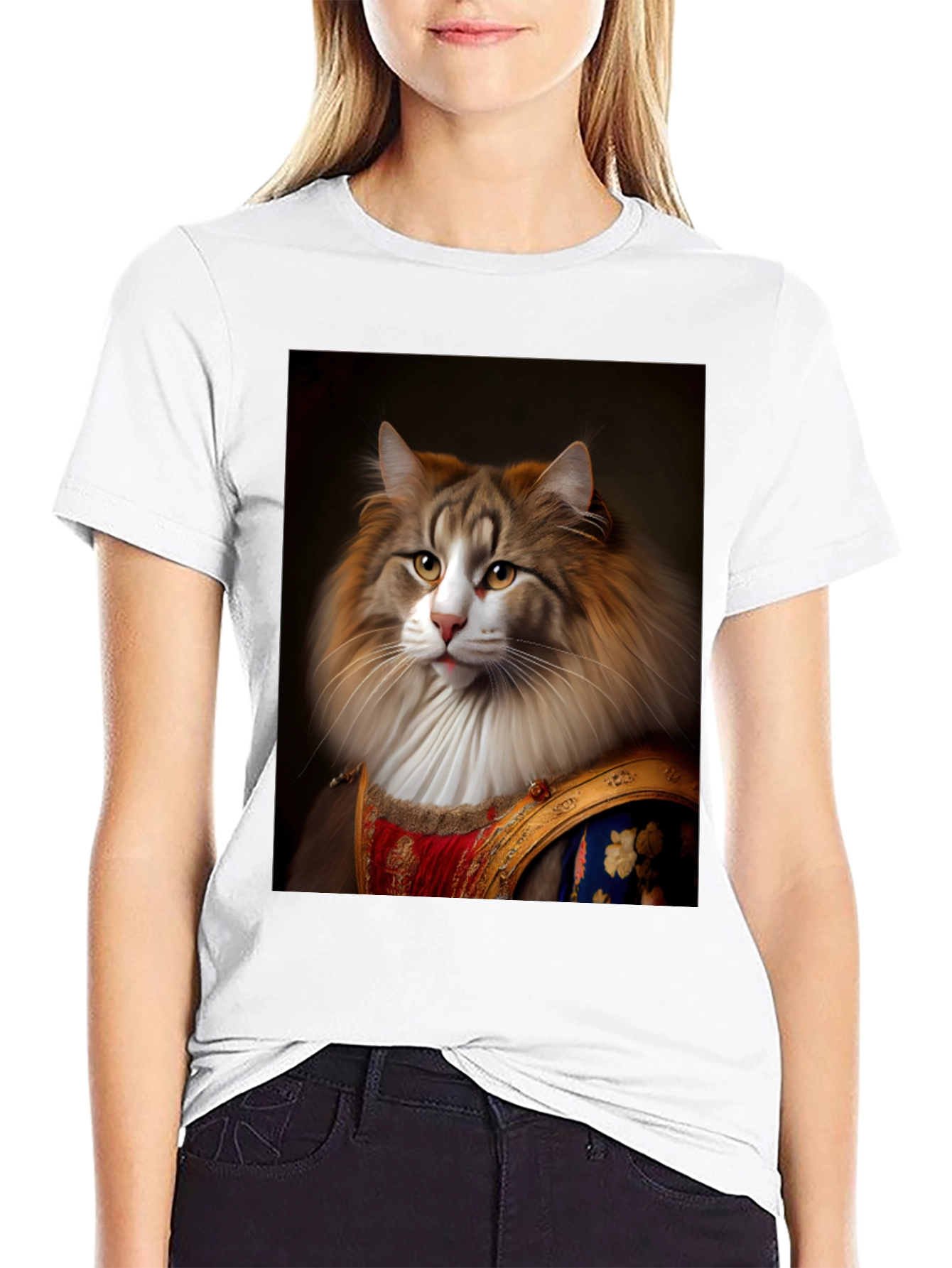 Regal Cat Portrait T-Shirt - Unique Design