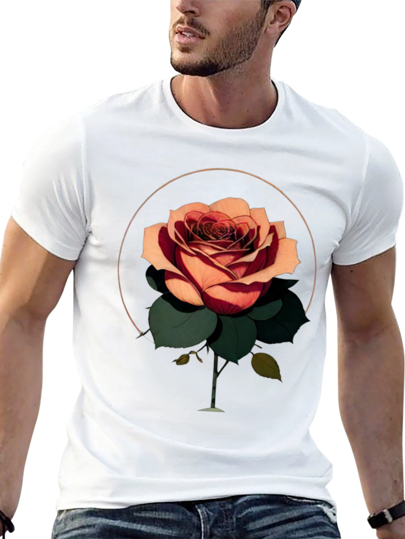 Rose Graphic T-Shirt - Stylish Black Tee