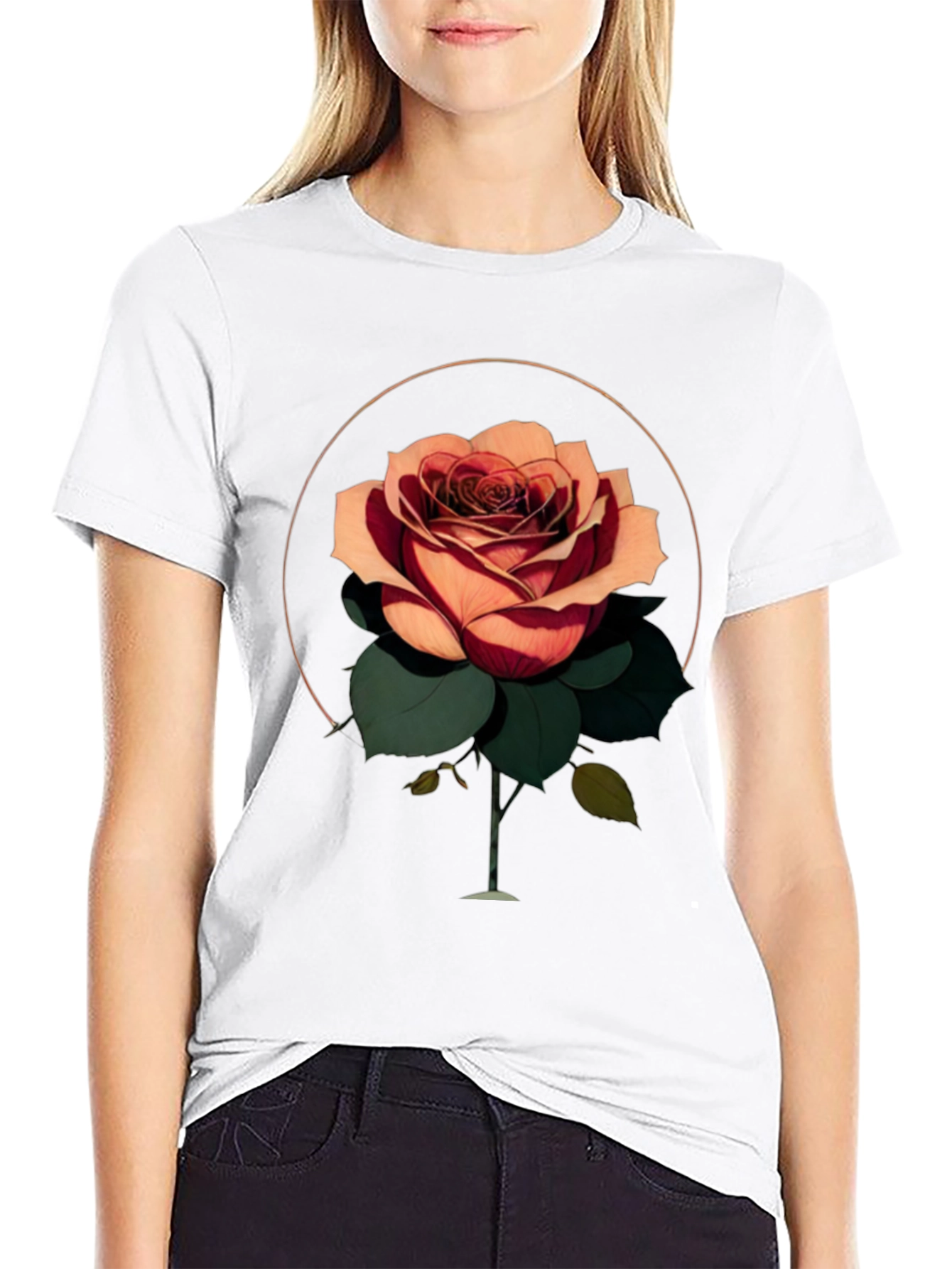Rose Graphic T-Shirt - Stylish Black Tee