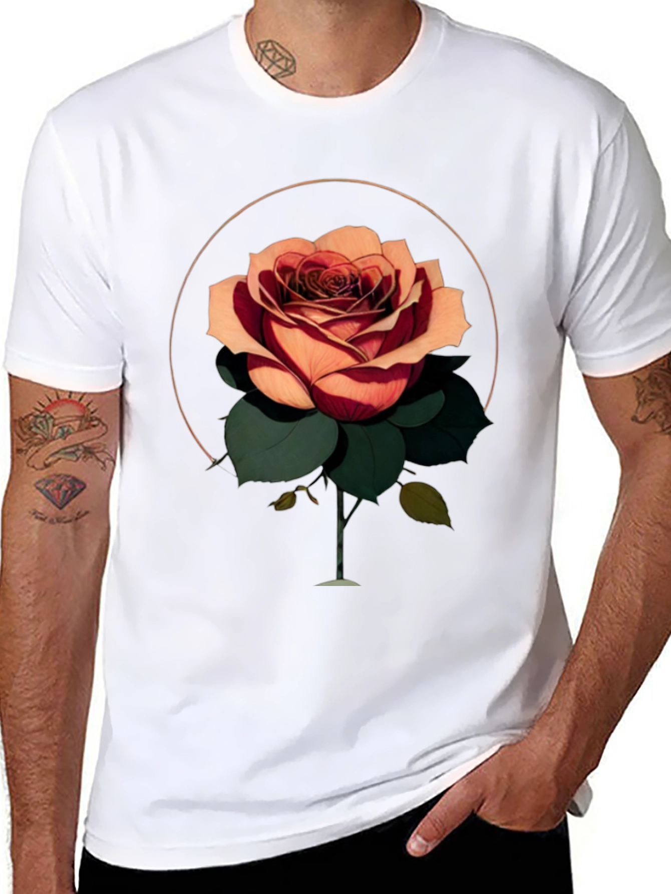 Rose Graphic T-Shirt - Stylish Black Tee