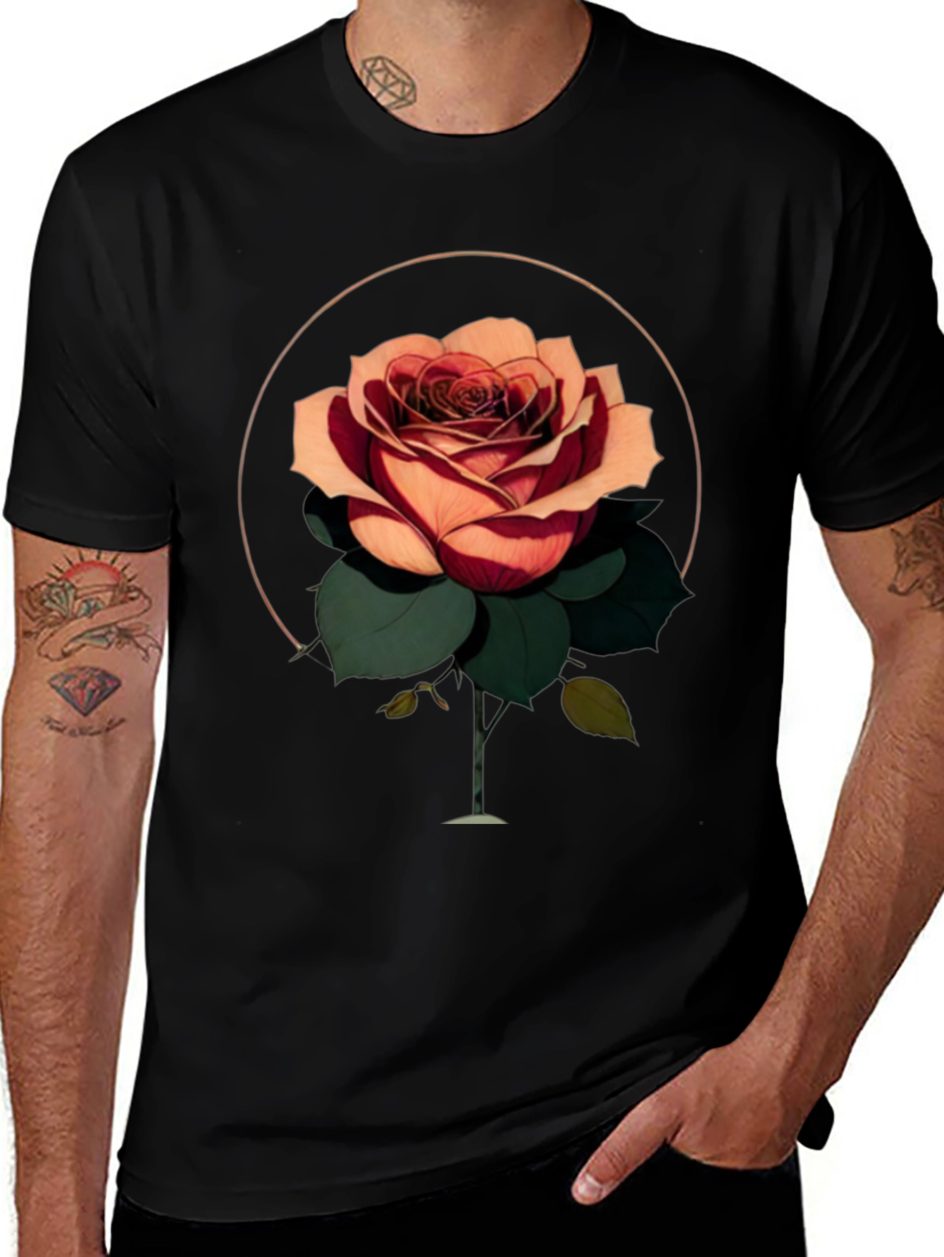 Rose Graphic T-Shirt - Stylish Black Tee