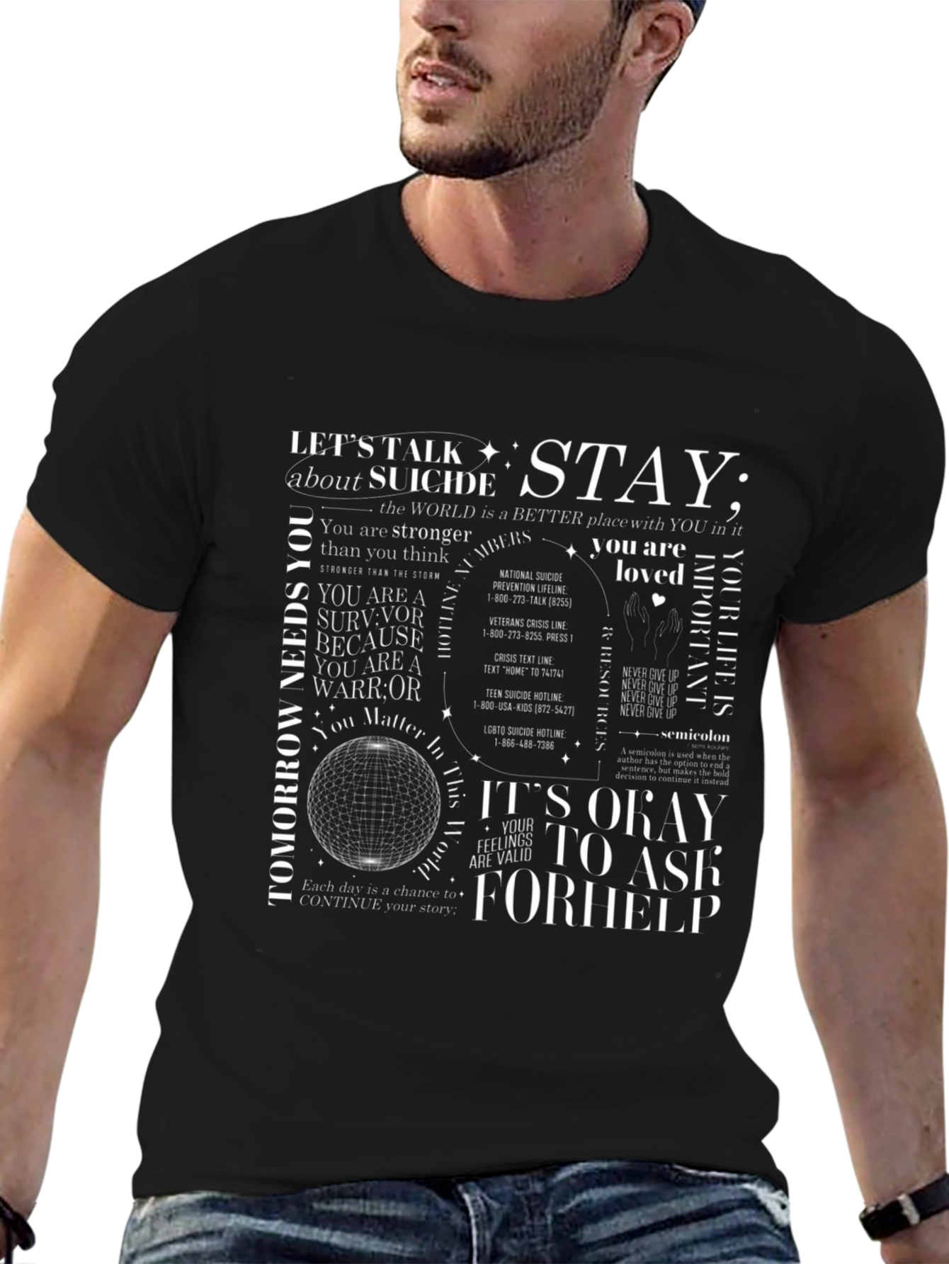 Stay: Suicide Prevention Awareness Graphic T-Shirt