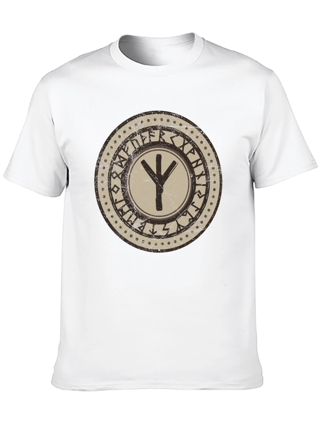Viking Rune Circle Graphic Print Black T-Shirt