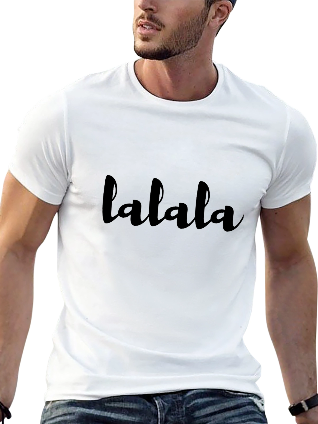 lalala Black Graphic Tee - Casual Comfort