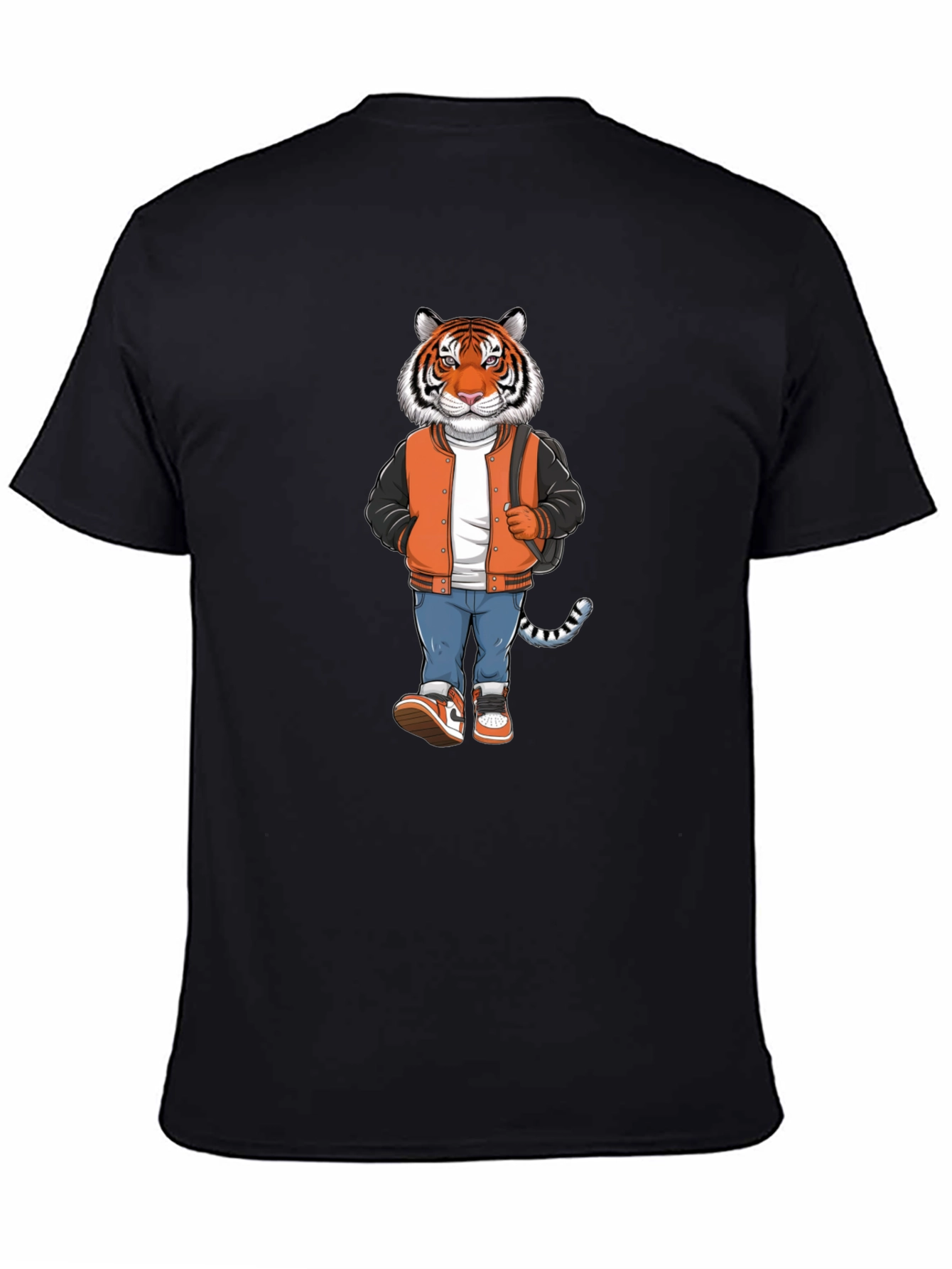 Trendy Tiger Graphic Black T-Shirt