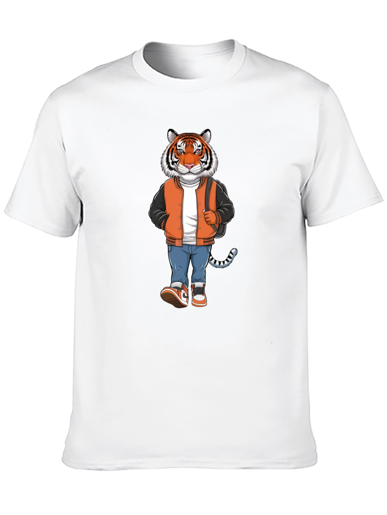 Trendy Tiger Graphic Black T-Shirt