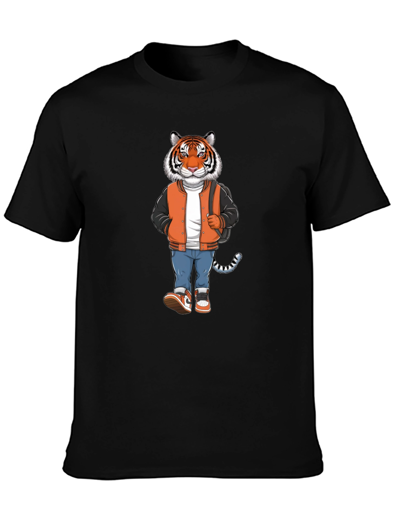 Trendy Tiger Graphic Black T-Shirt