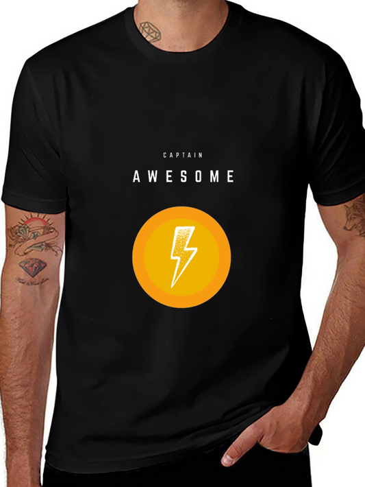 Captain Awesome Graphic T-Shirt - Black Cotton Blend