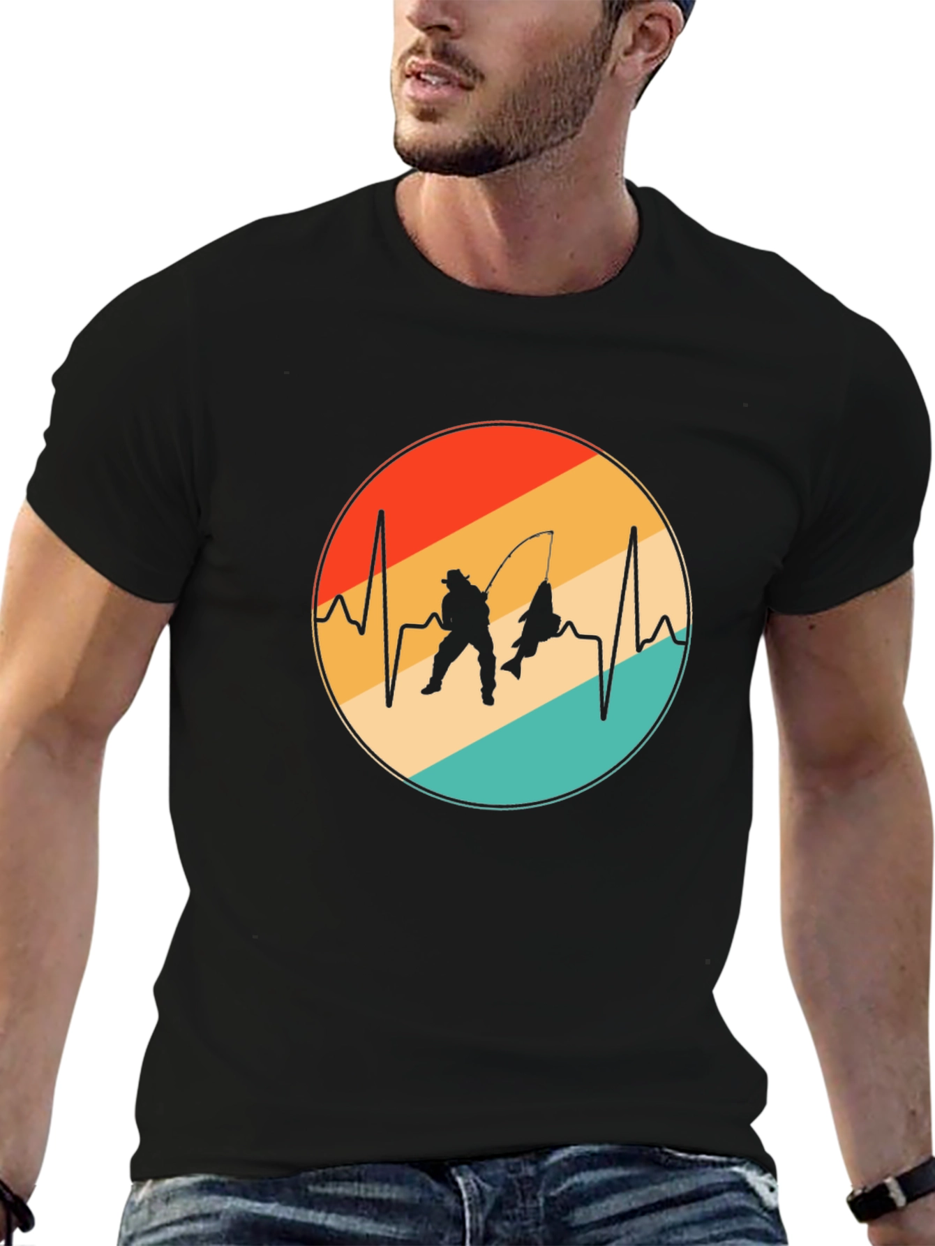 Fisherman Heartbeat T-Shirt - Fishing Lover Gift
