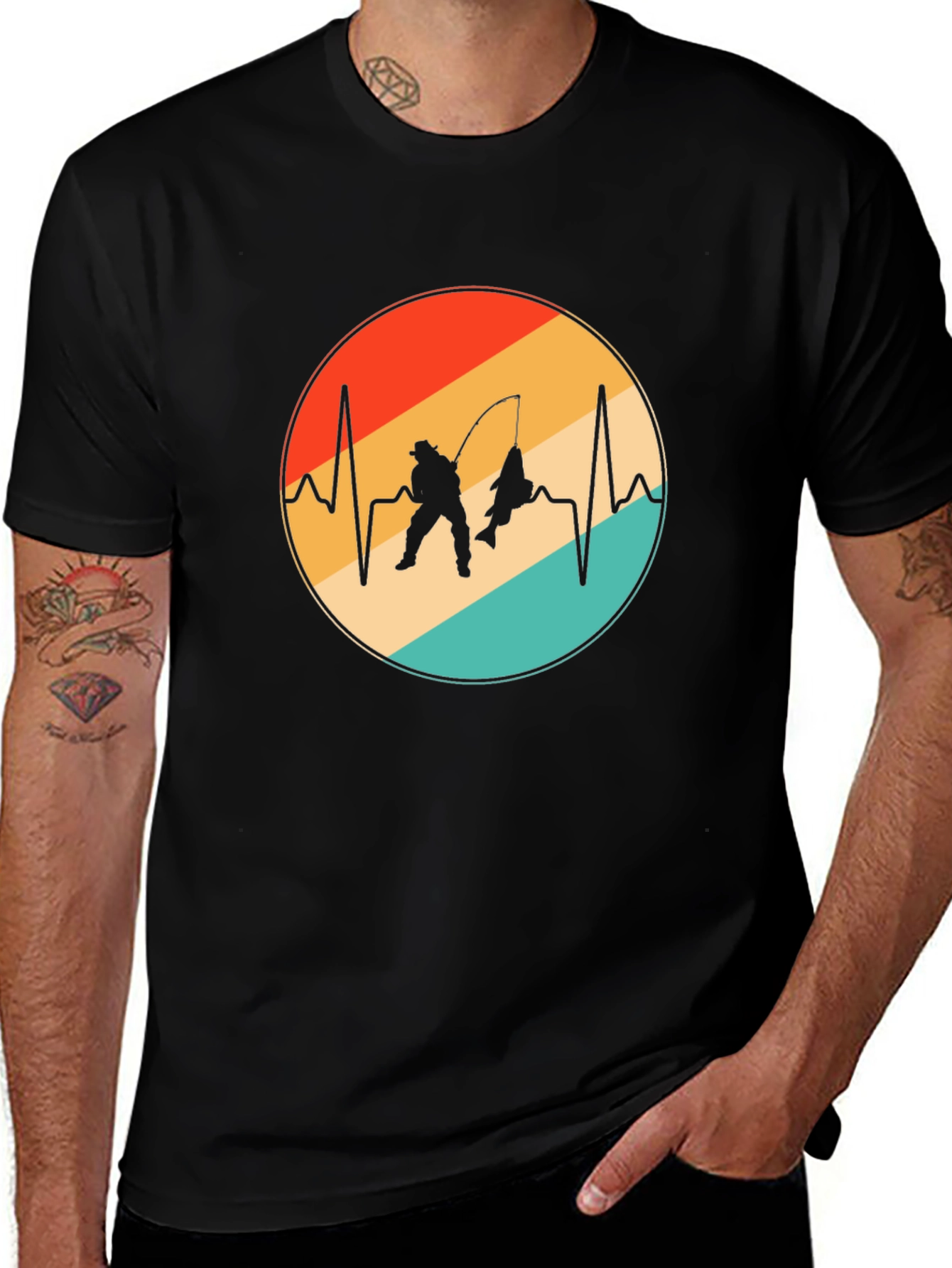 Fisherman Heartbeat T-Shirt - Fishing Lover Gift