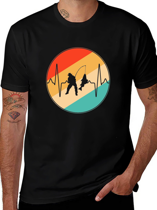 Fisherman Heartbeat T-Shirt - Fishing Lover Gift