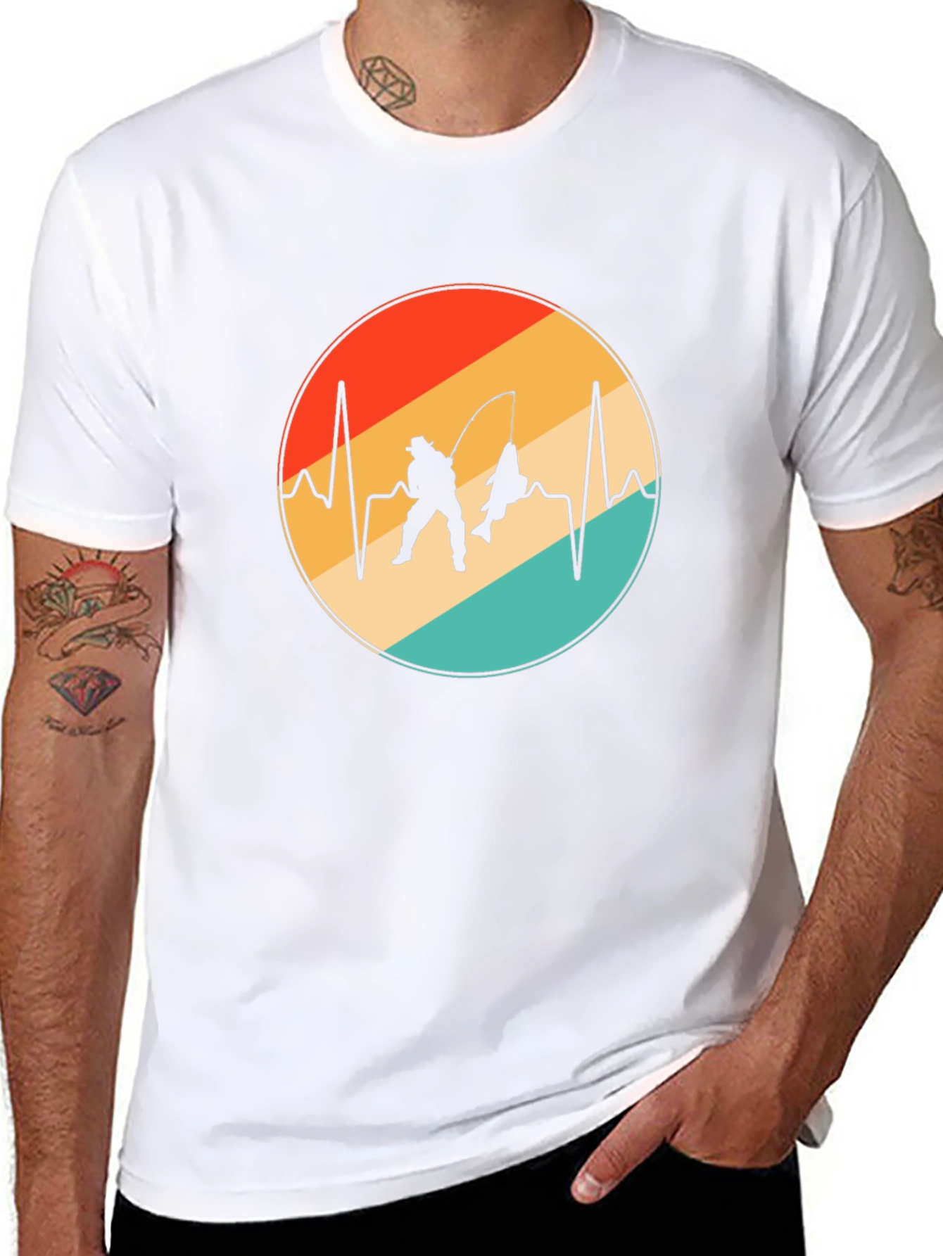 Fisherman Heartbeat T-Shirt - Fishing Lover Gift