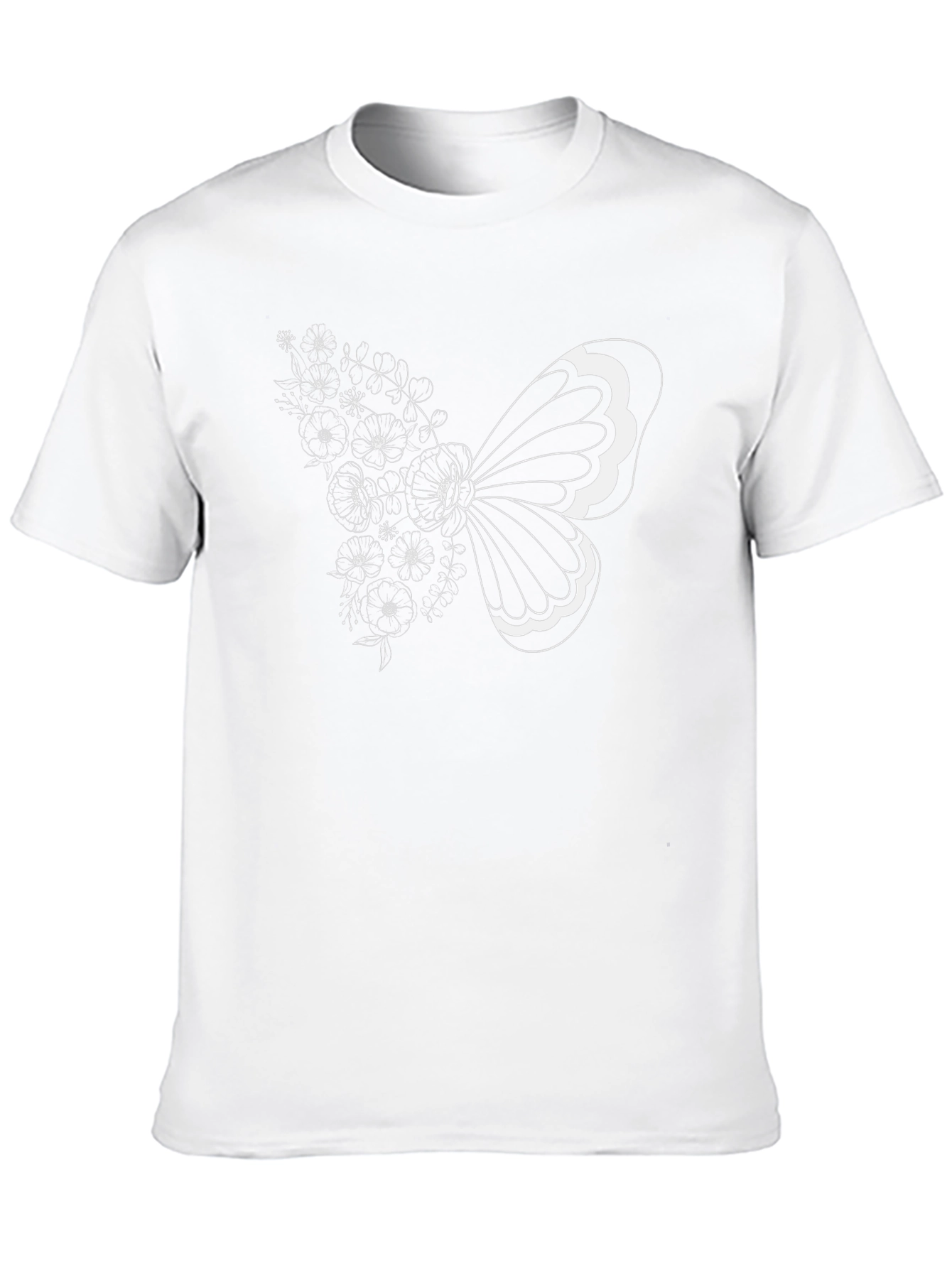 Floral Butterfly Graphic Tee - Black Cotton T-Shirt