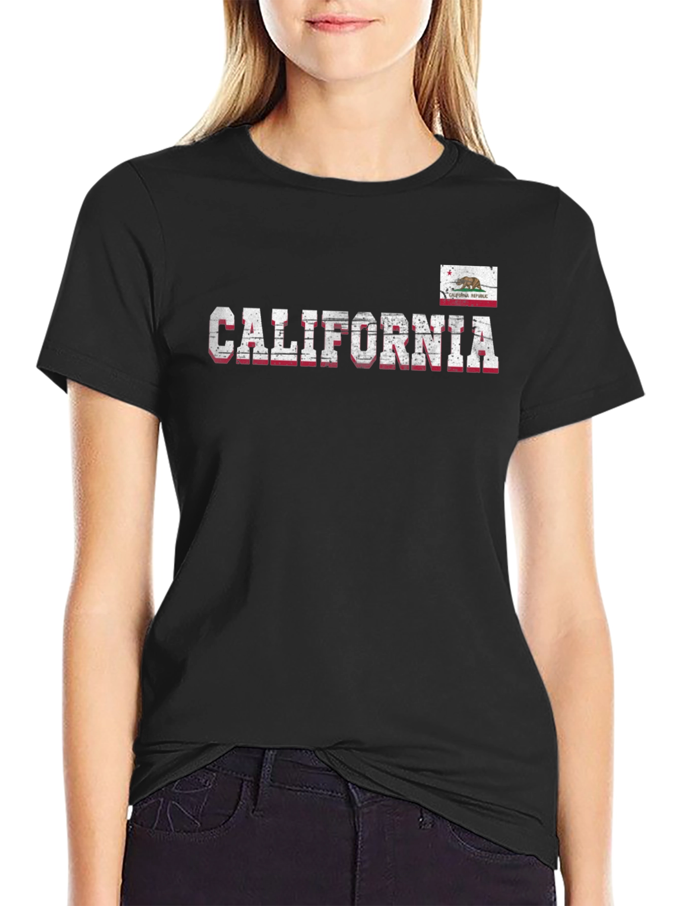 California Republic Distressed Graphic T-Shirt - Black