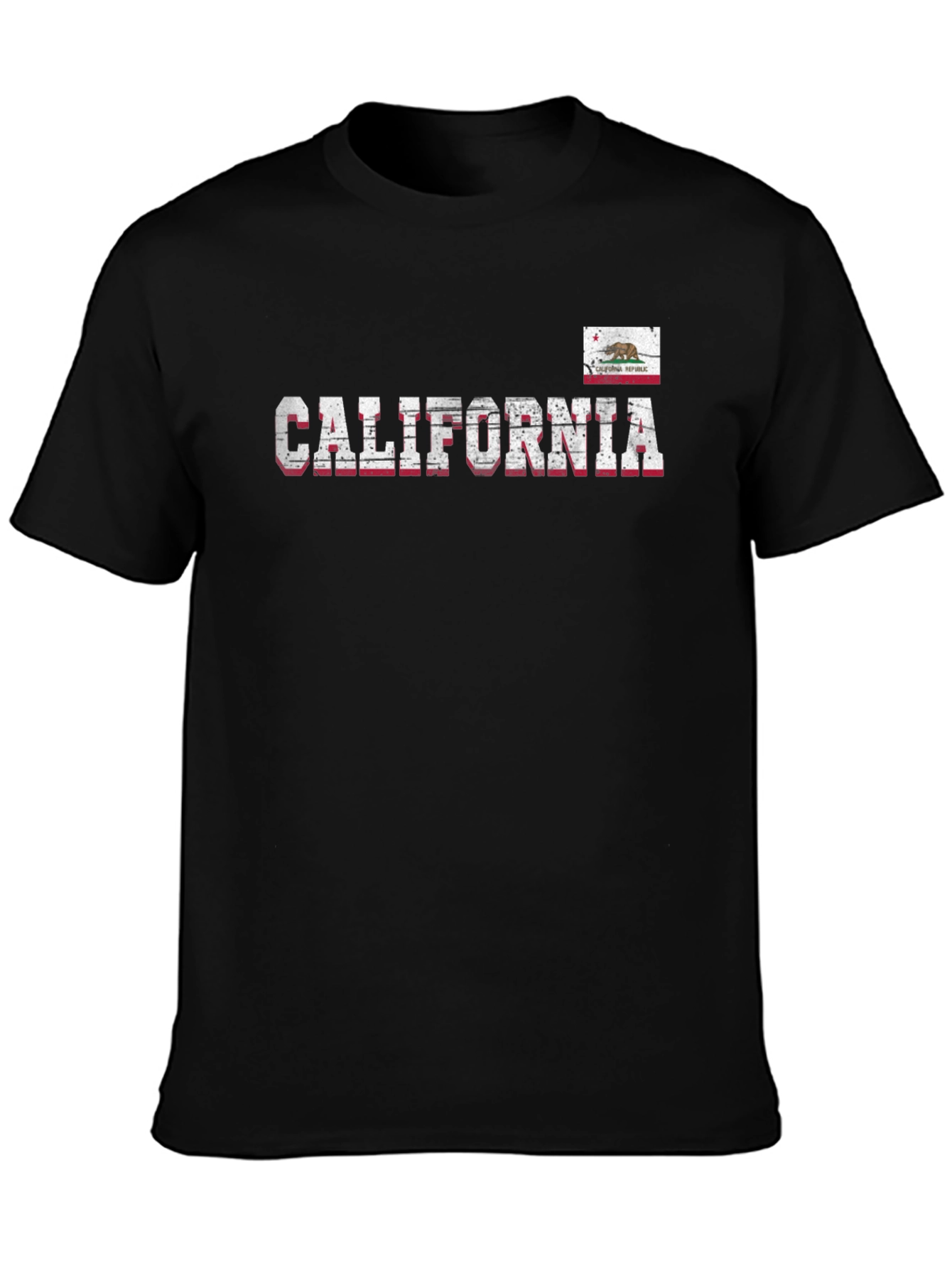 California Republic Distressed Graphic T-Shirt - Black