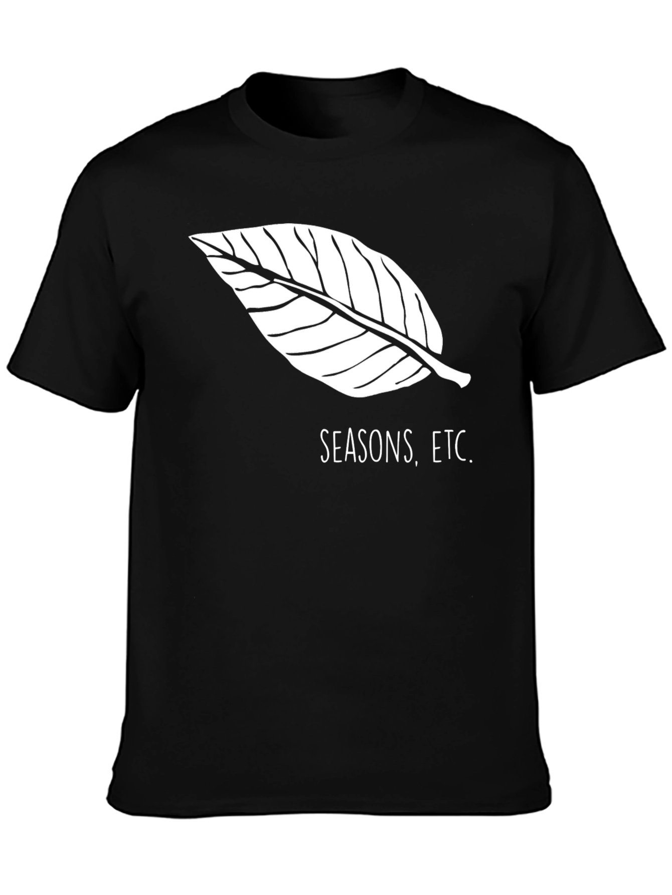 Seasons Etc. Black T-Shirt with Leaf Design