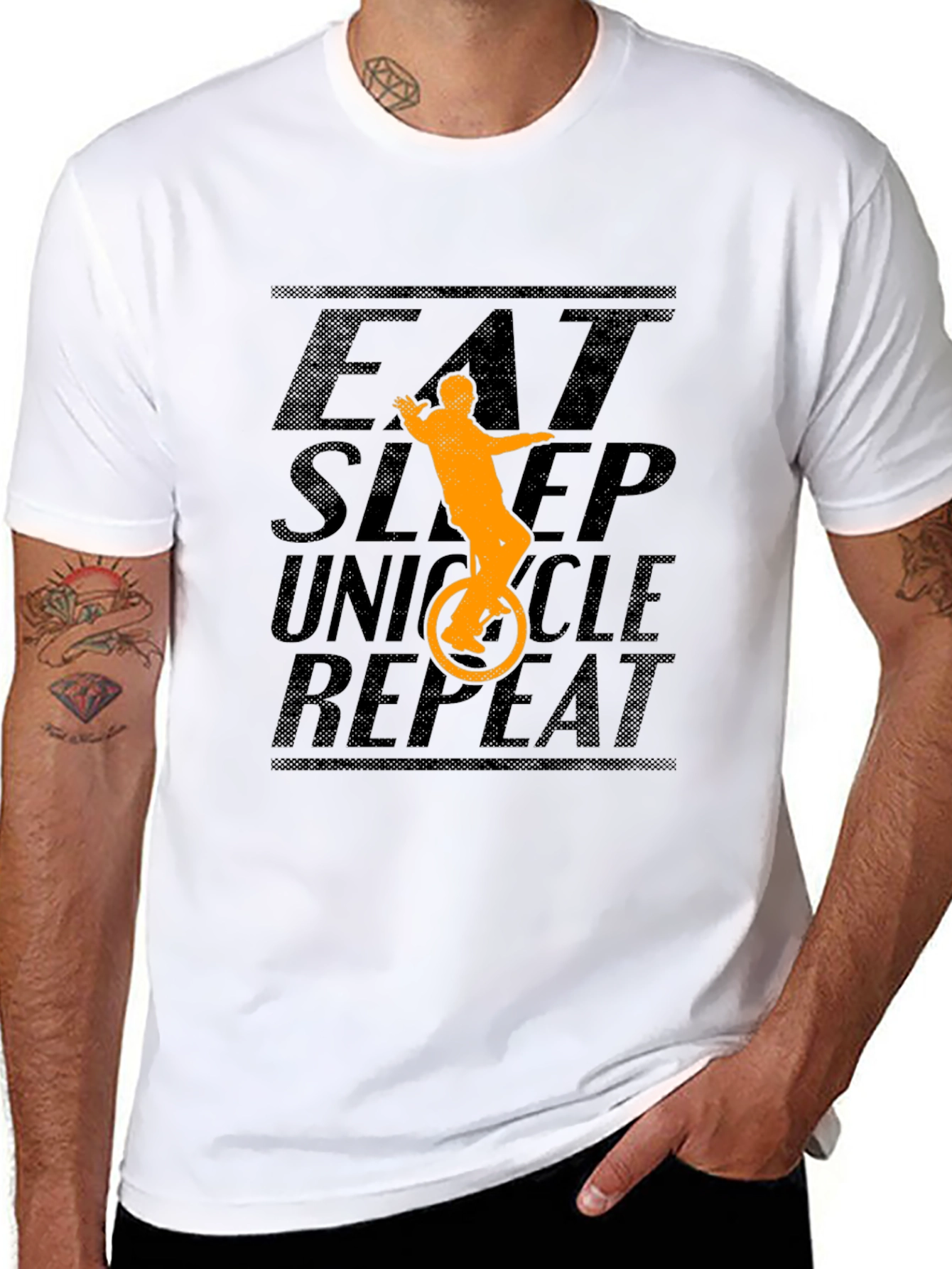Eat Sleep Unicycle Repeat Graphic Tee
