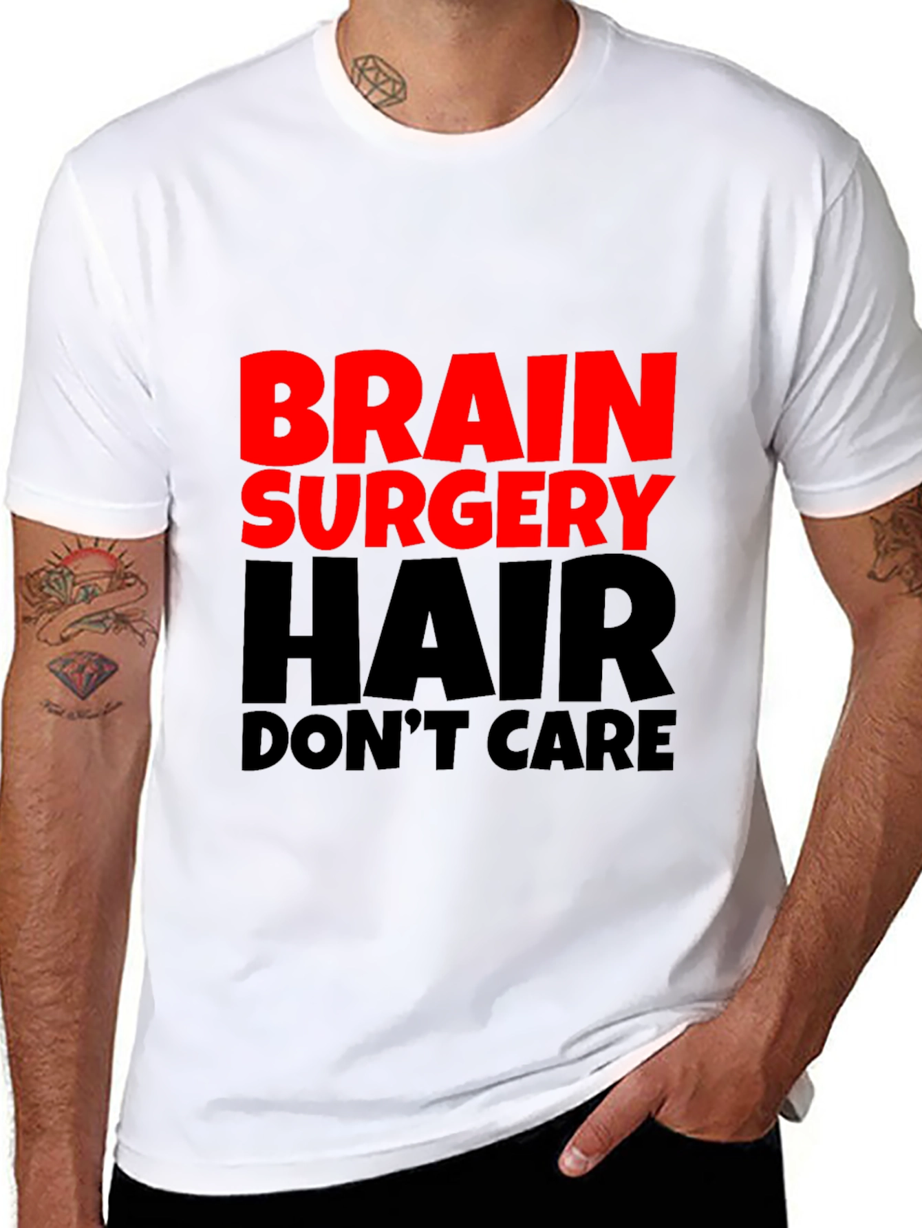 Brain Surgery Hair Dont Care Mens Black T-Shirt