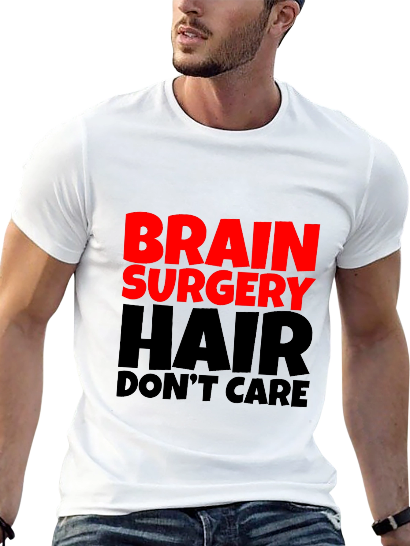 Brain Surgery Hair Dont Care Mens Black T-Shirt