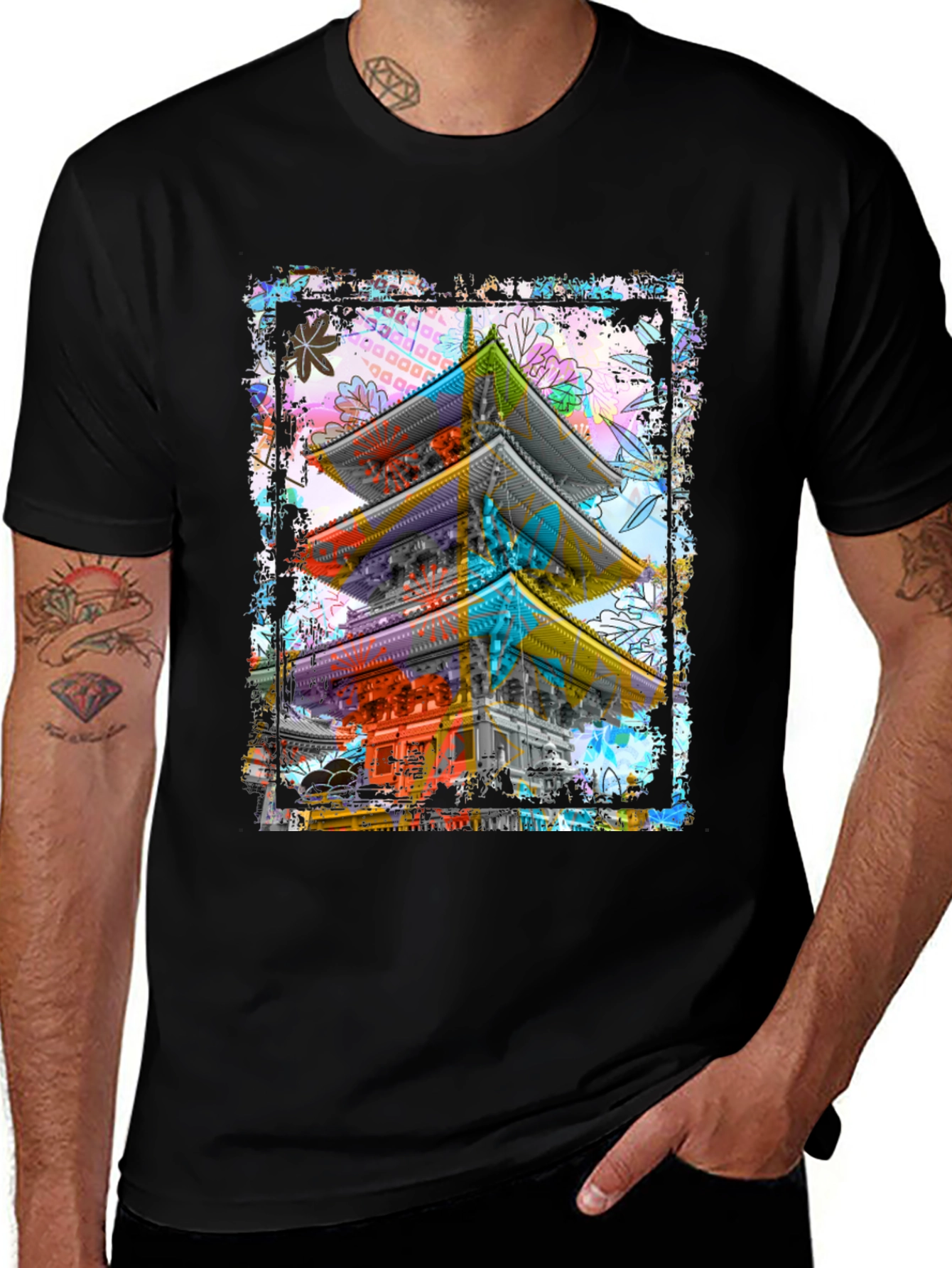 Urban Art Japanese Temple Graphic T-Shirt