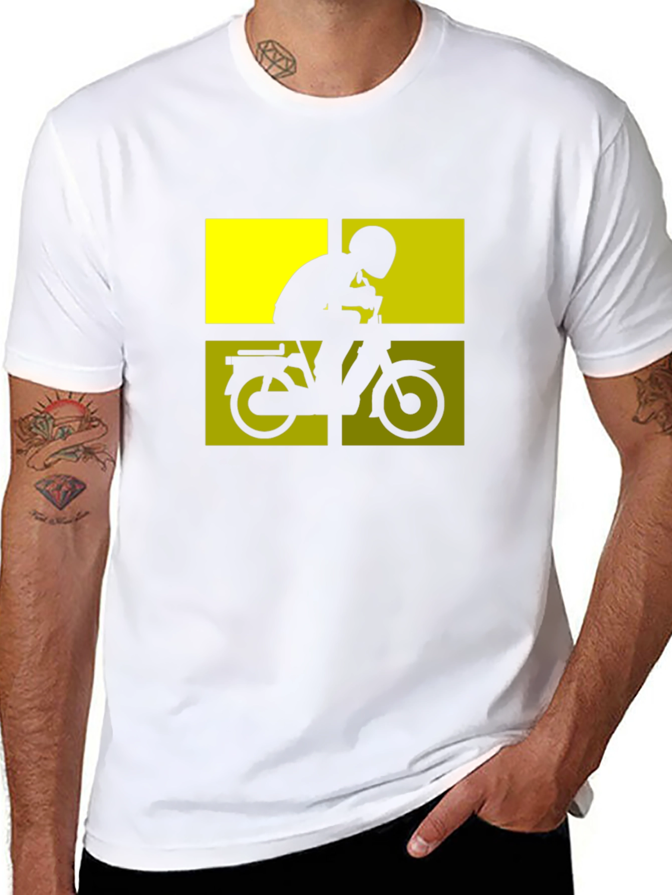 Retro Moped Rider T-Shirt - Black