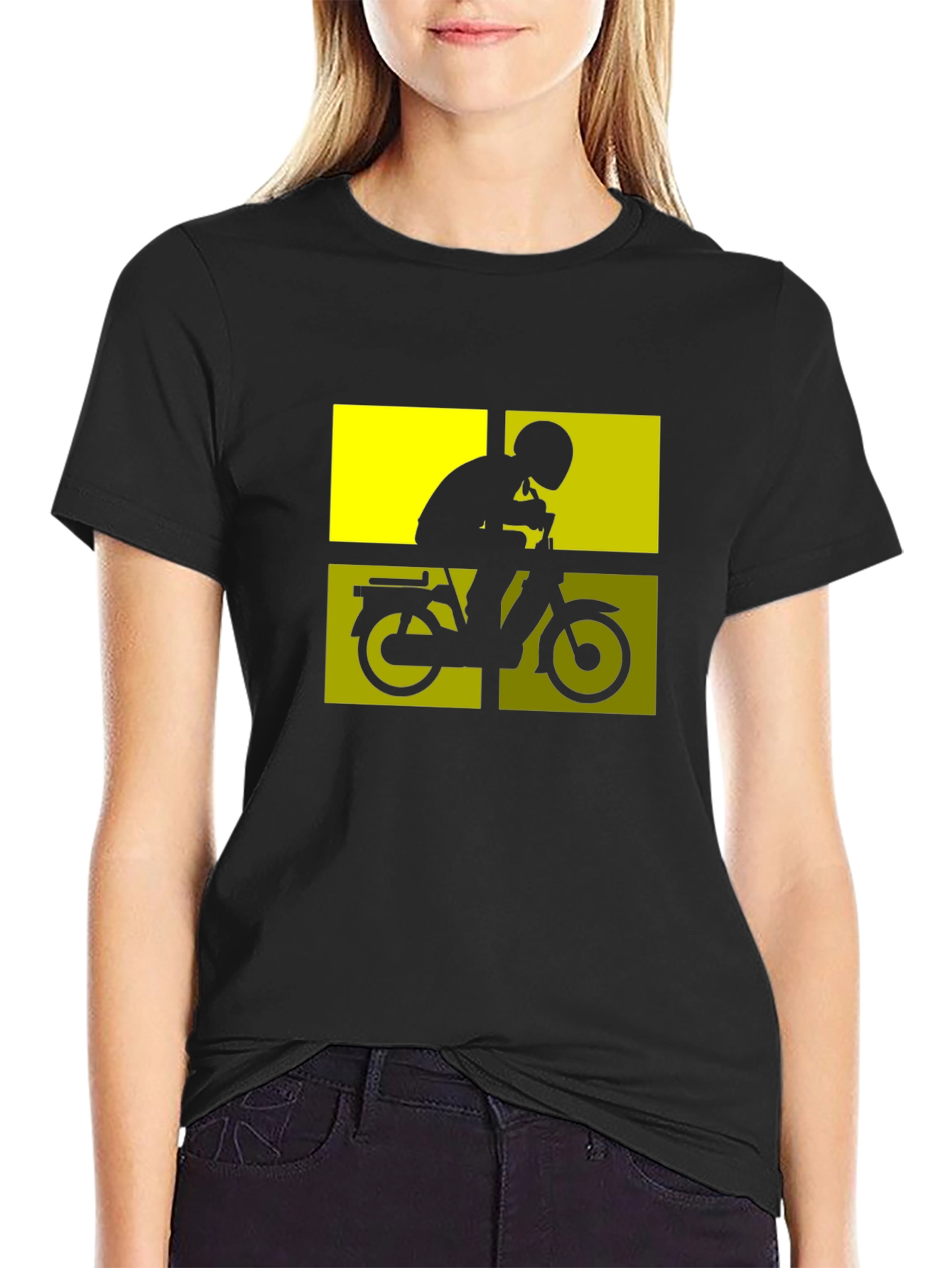 Retro Moped Rider T-Shirt - Black