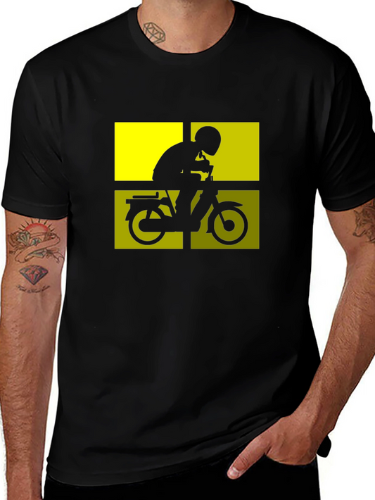 Retro Moped Rider T-Shirt - Black