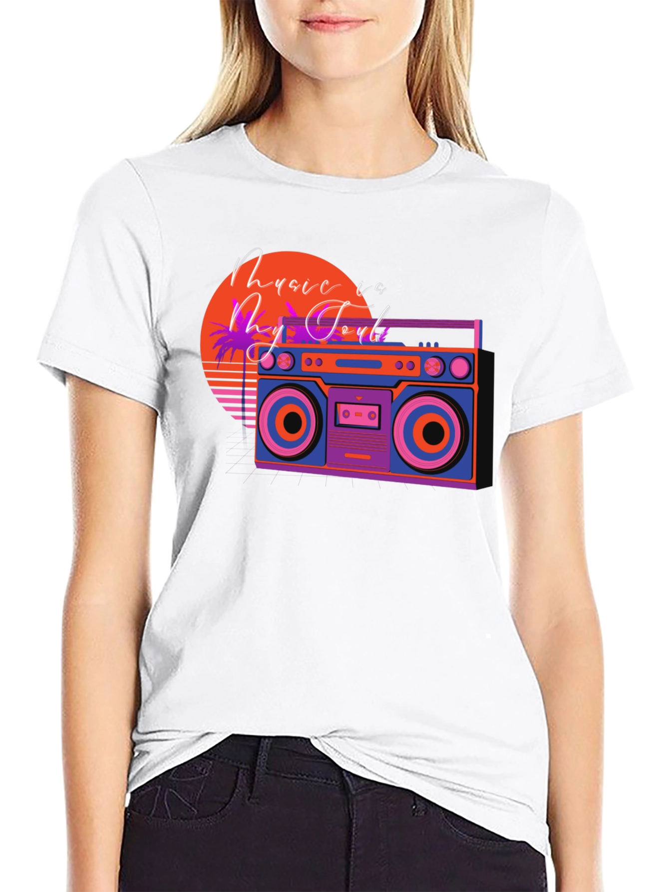 Retro Boombox Music T-Shirt