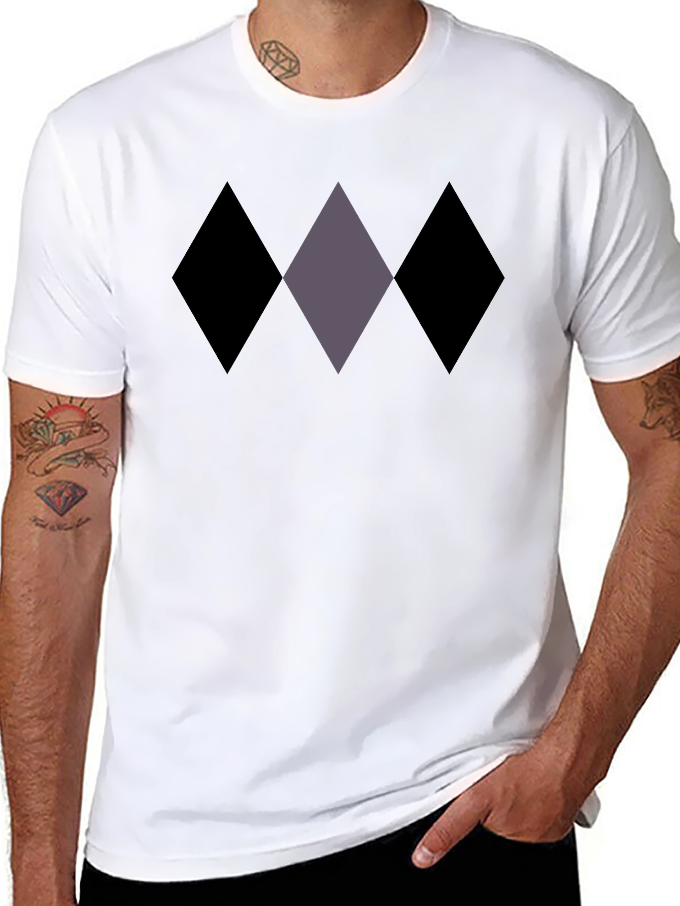 Diamond Pattern Black T-Shirt