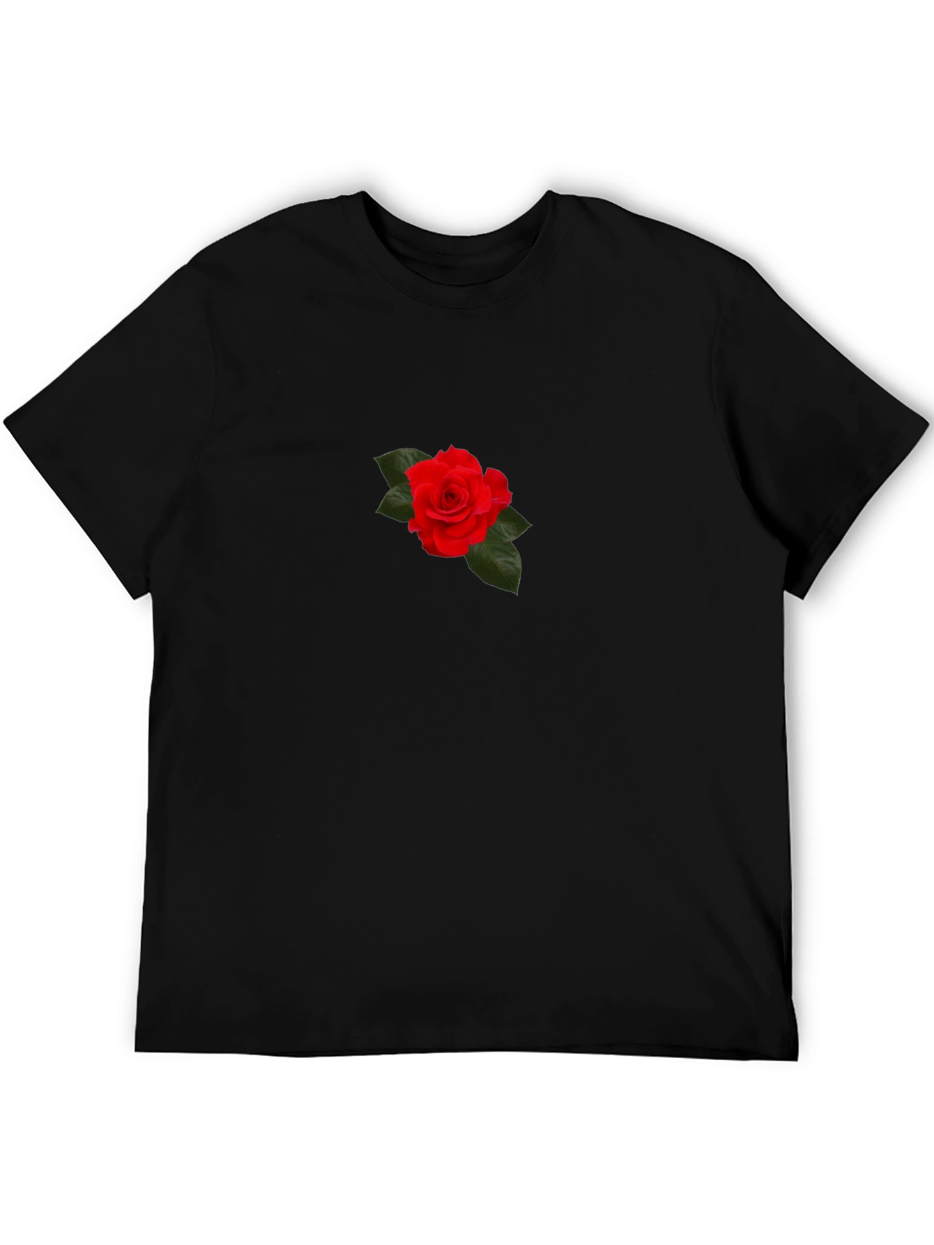 Red Rose Graphic Black T-Shirt