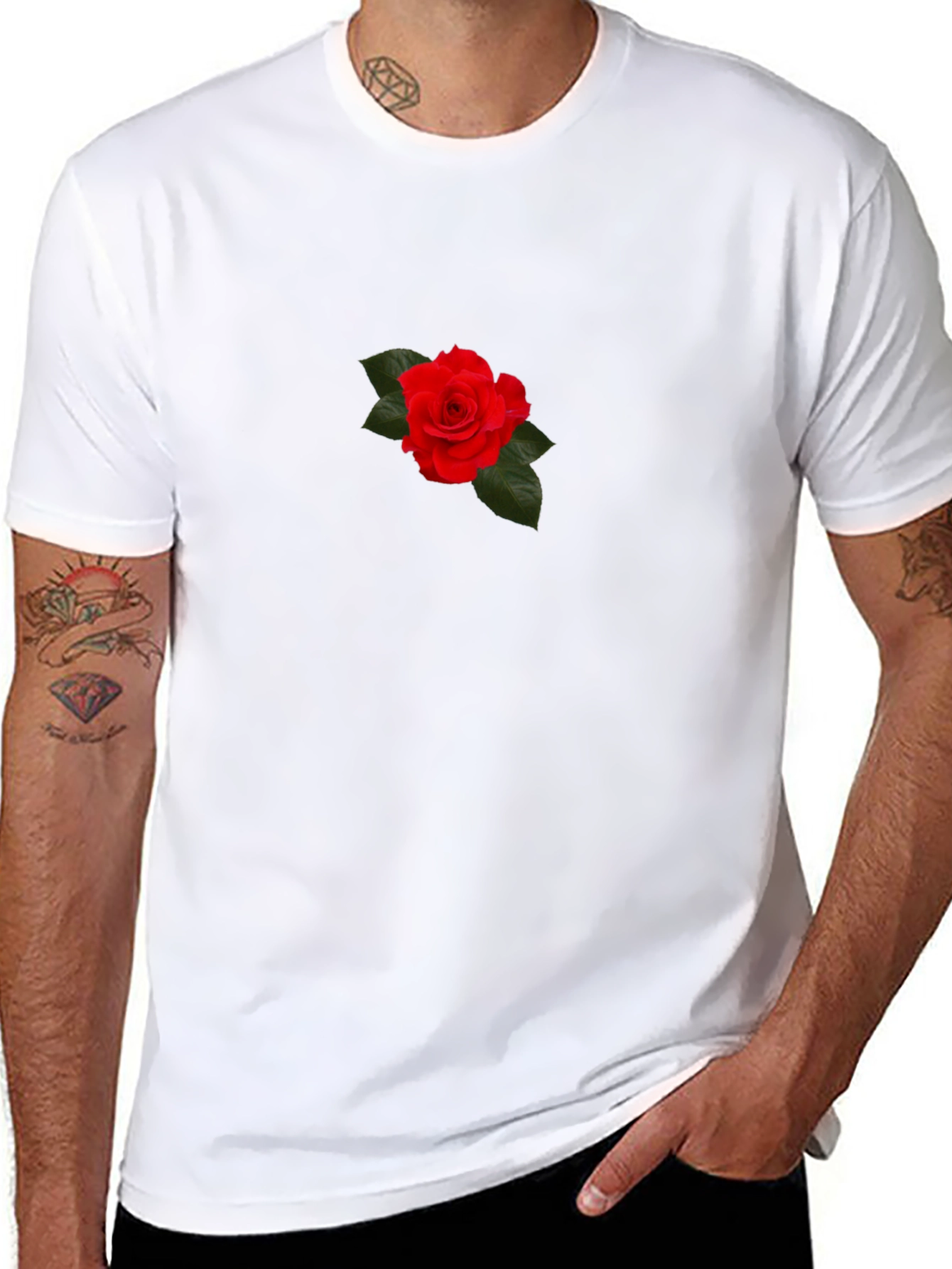 Red Rose Graphic Black T-Shirt