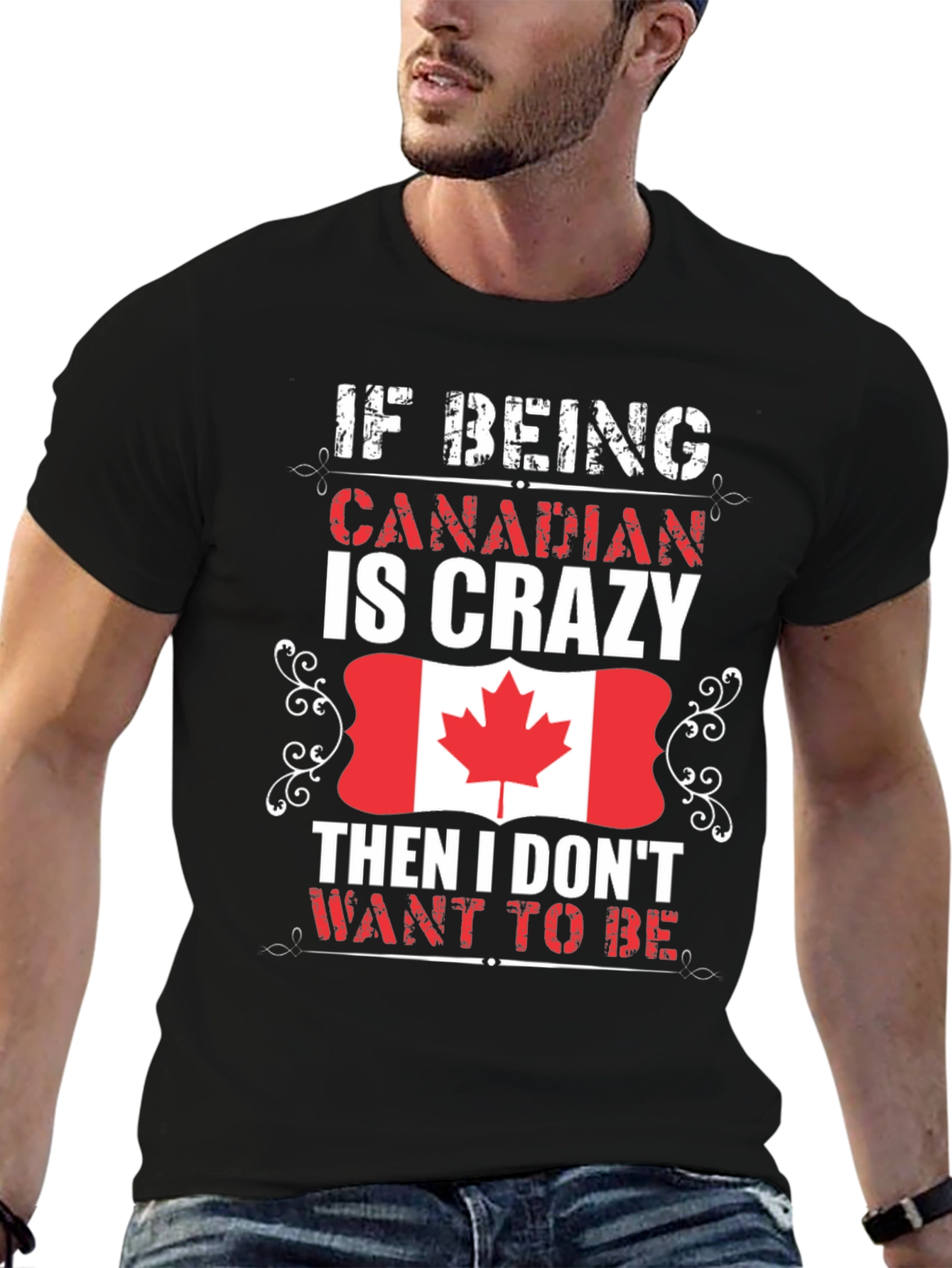 Crazy Canadian Flag Graphic T-Shirt