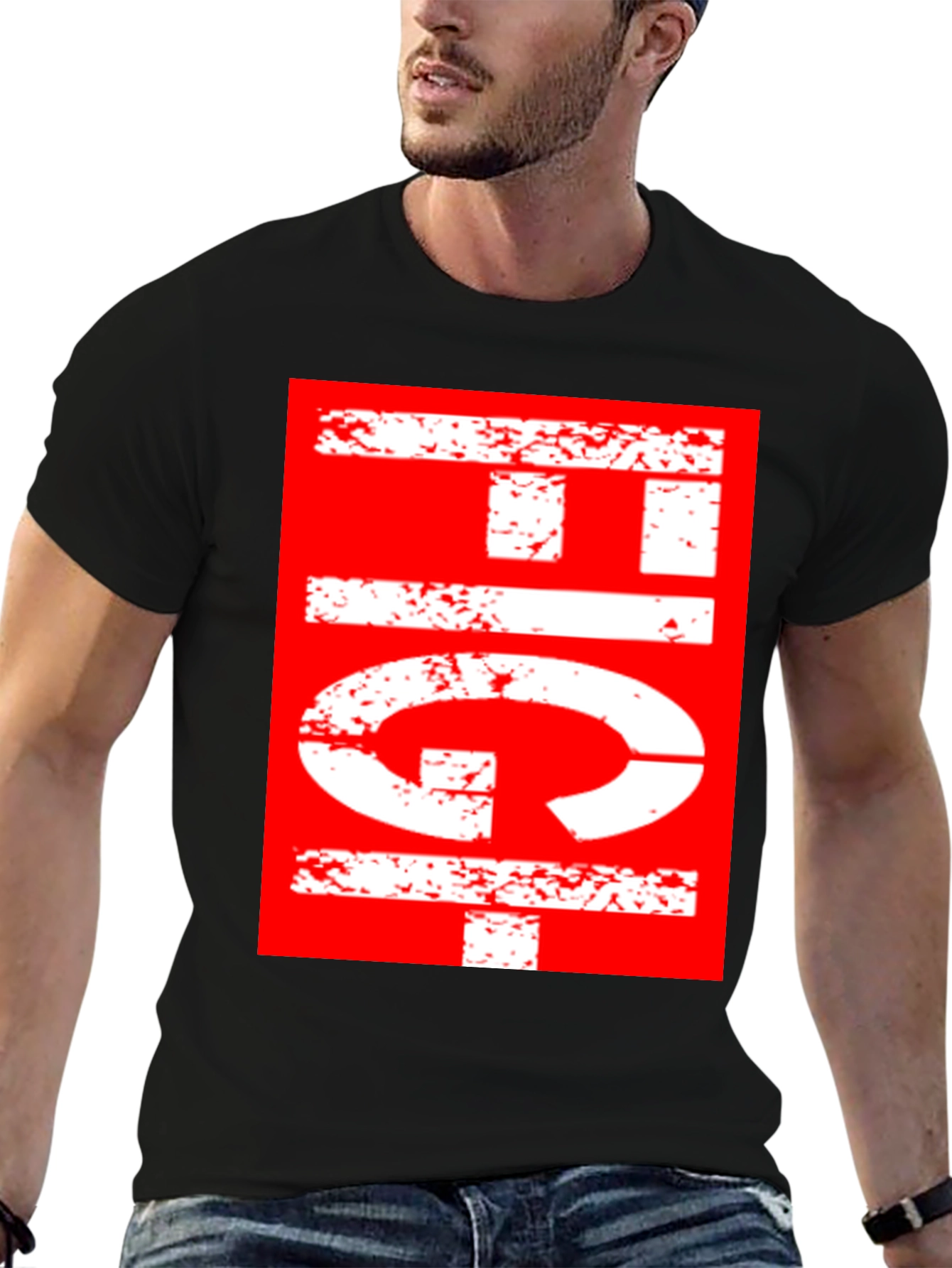 Retro Graphic Print T-Shirt - Black
