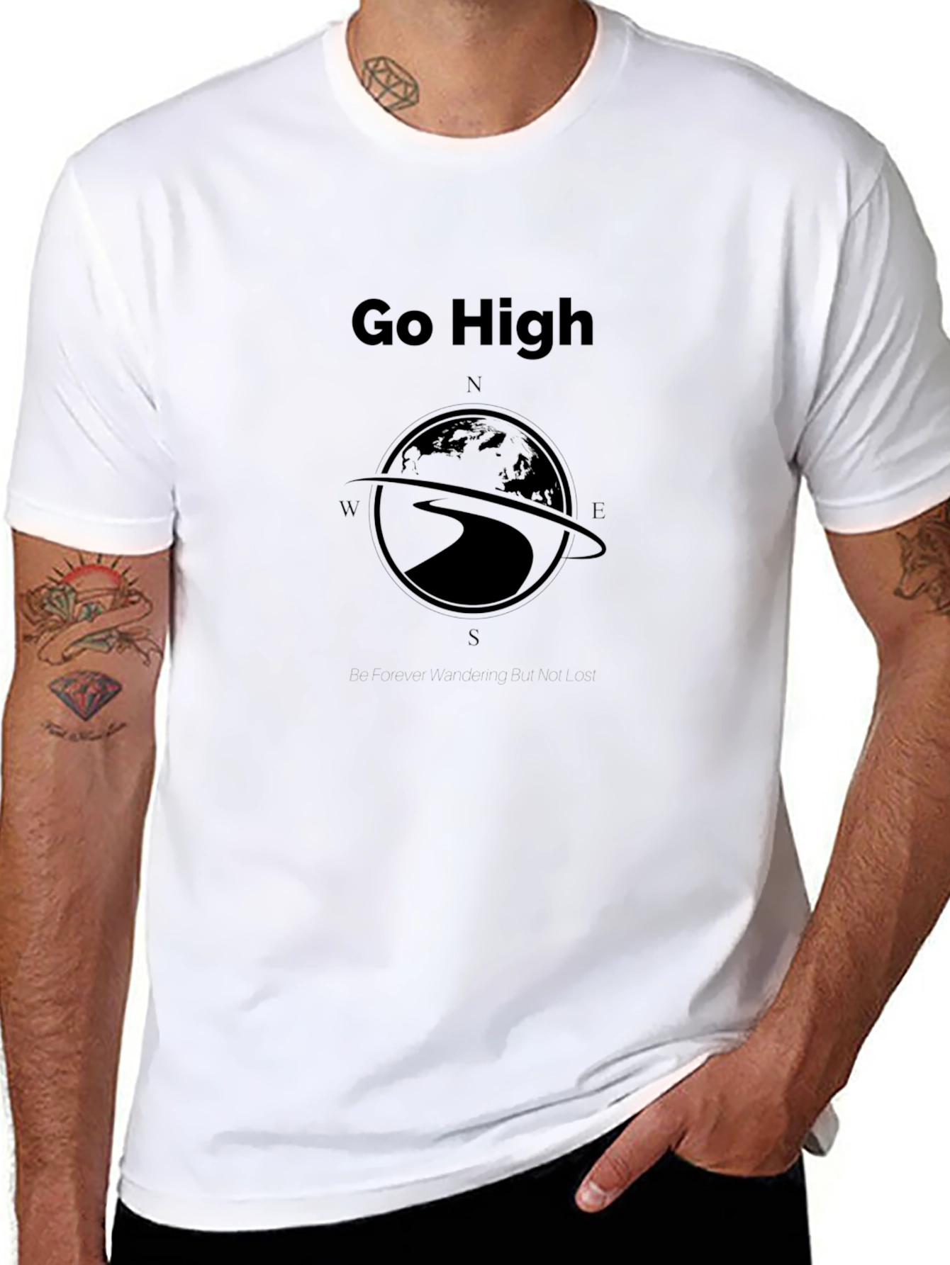 Go High Globe Compass Black T-Shirt