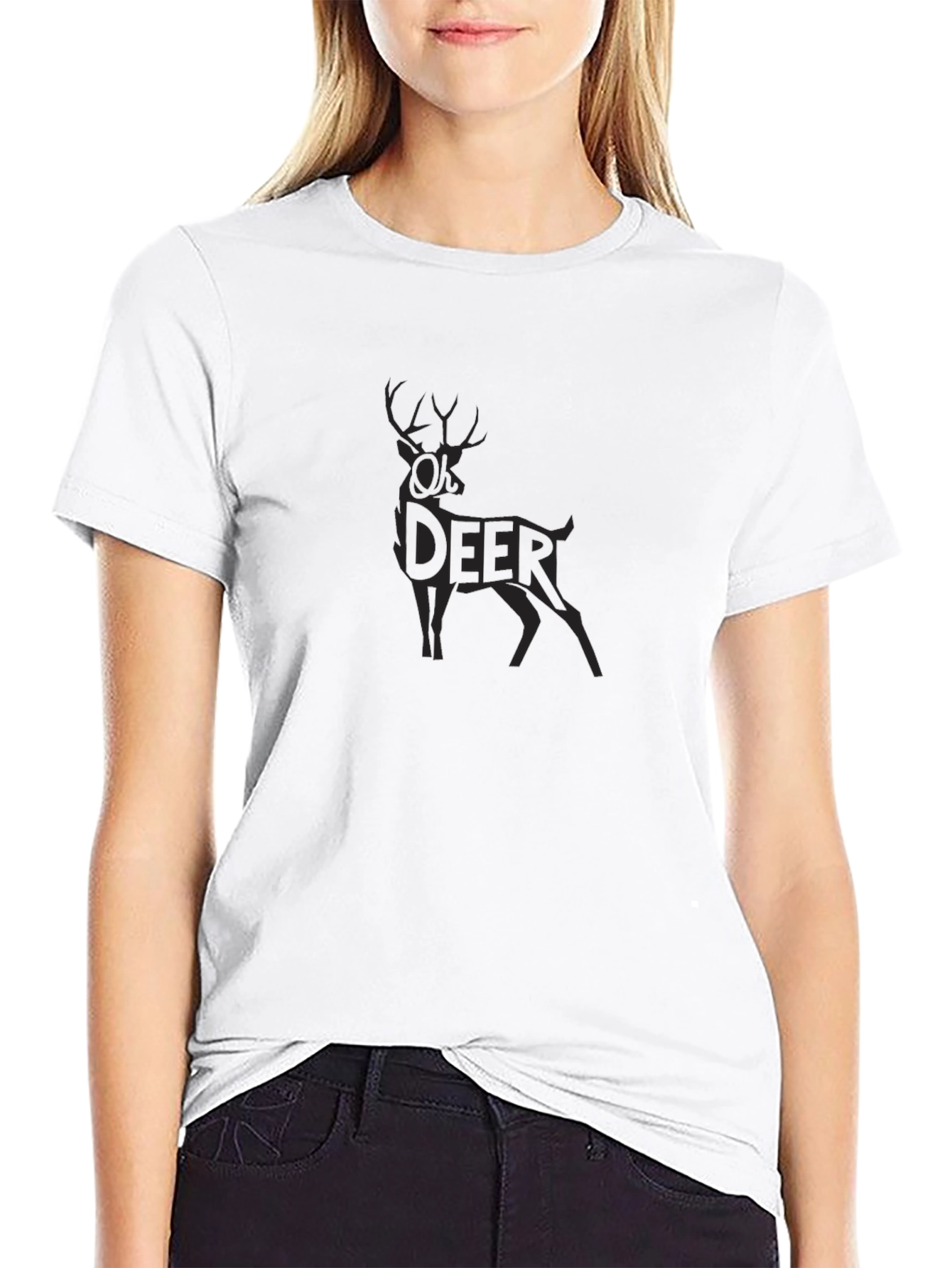 Black Deer Silhouette Graphic Tee - Stylish Mens T-Shirt