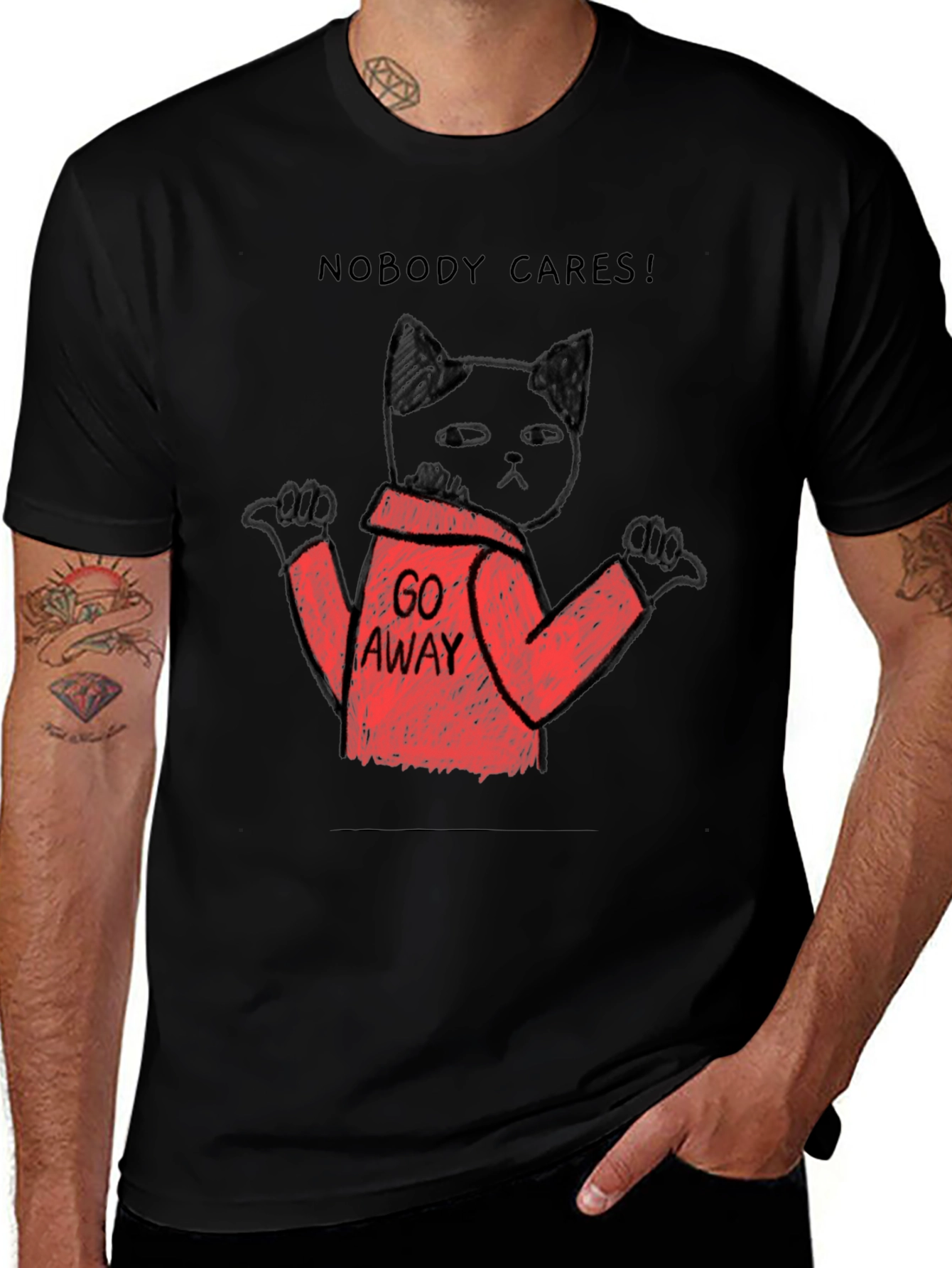Nobody Cares Black Cat T-Shirt