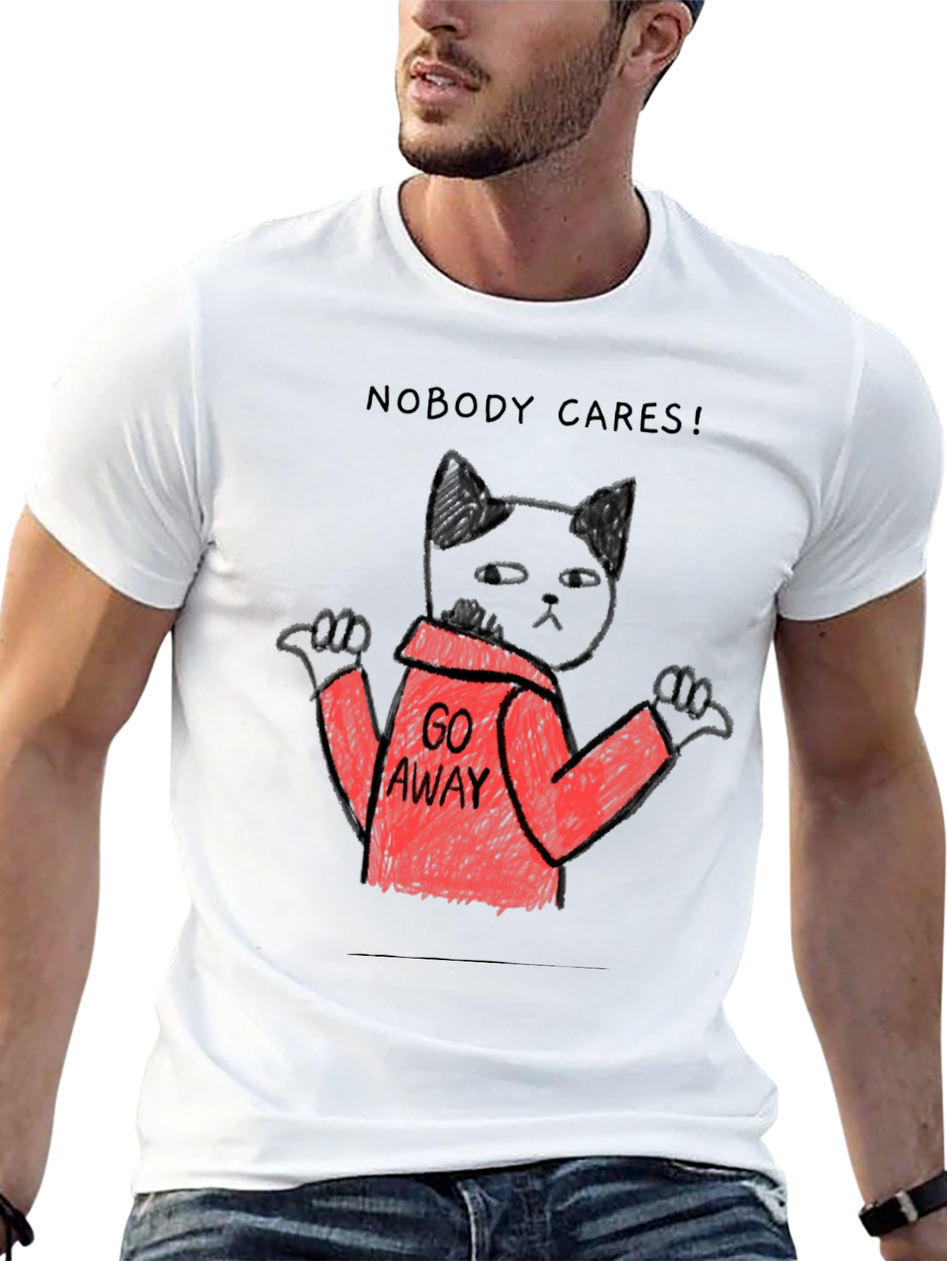 Nobody Cares Black Cat T-Shirt