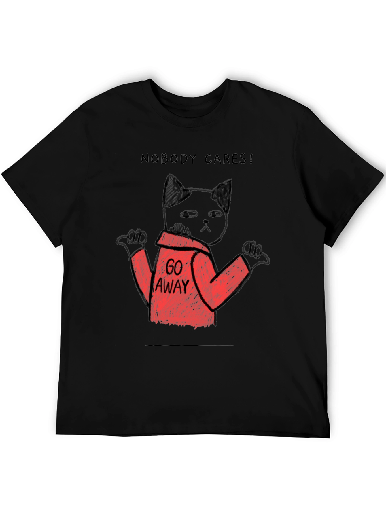 Nobody Cares Black Cat T-Shirt